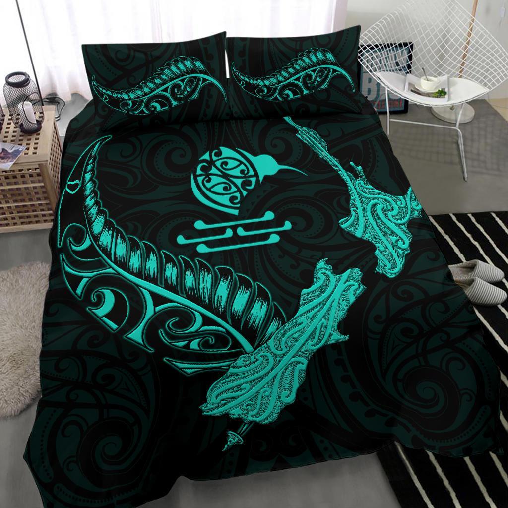 new-zealand-heart-bedding-set-map-kiwi-mix-silver-fern-turquoise