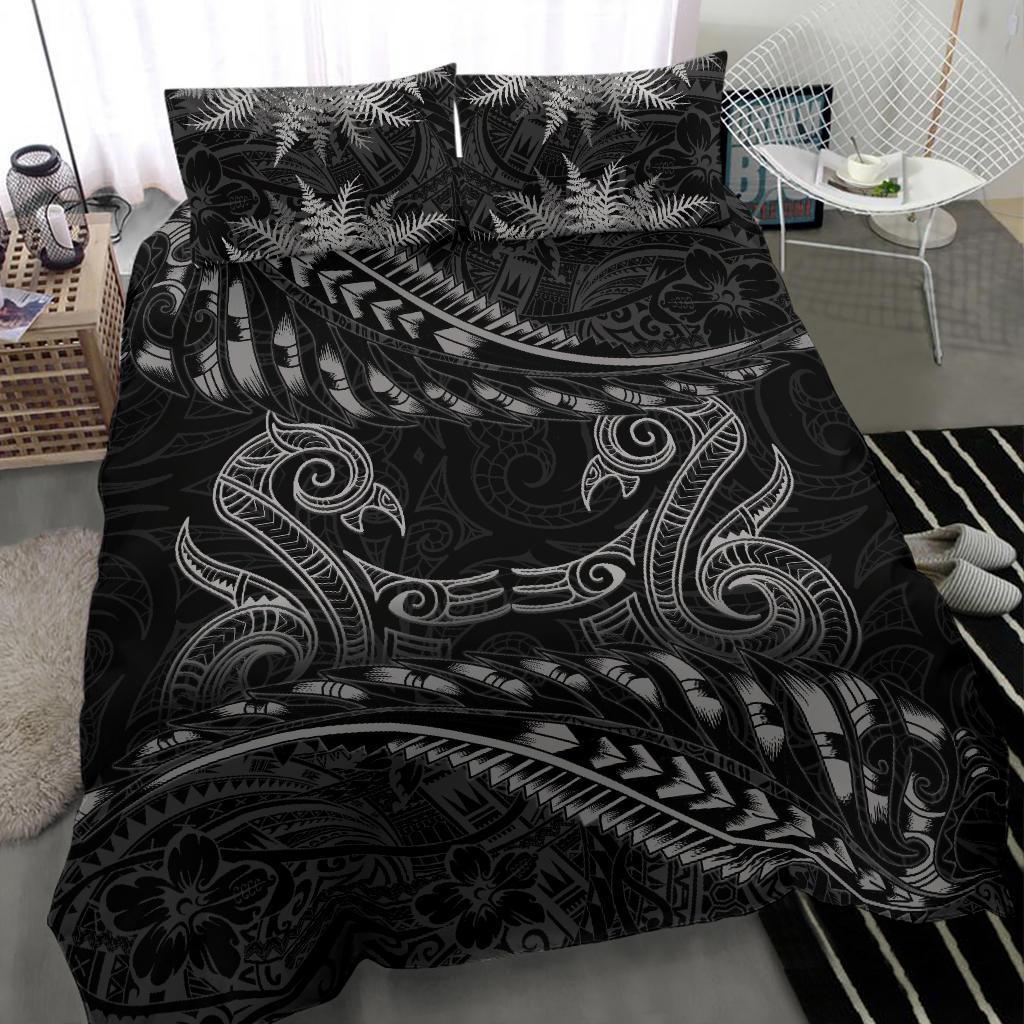 new-zealand-bedding-set-gray-manaia-maori-silver-fern-duvet-cover