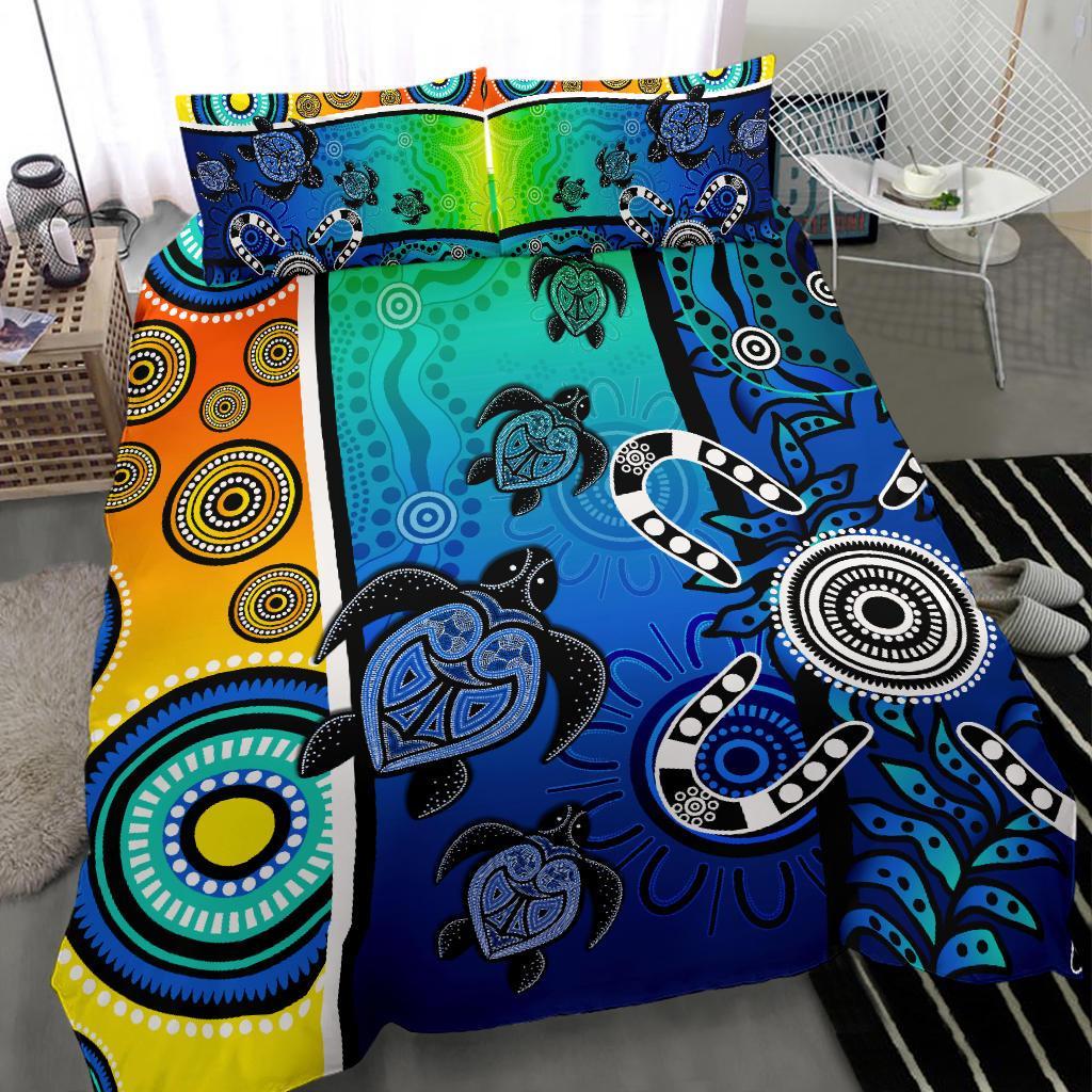 aboriginal-bedding-set-indigenous-turtle-dot-painting-art