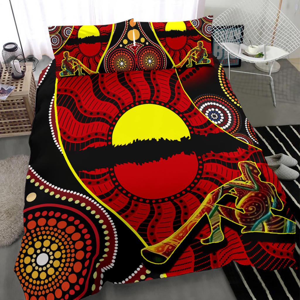 bedding-set-australia-aboriginal-dots-with-didgeridoo