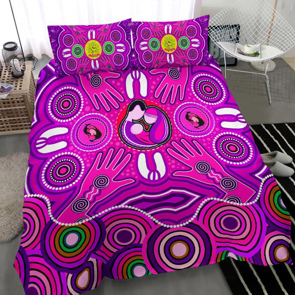 bedding-set-aboriginal-family-with-dot-painting-art