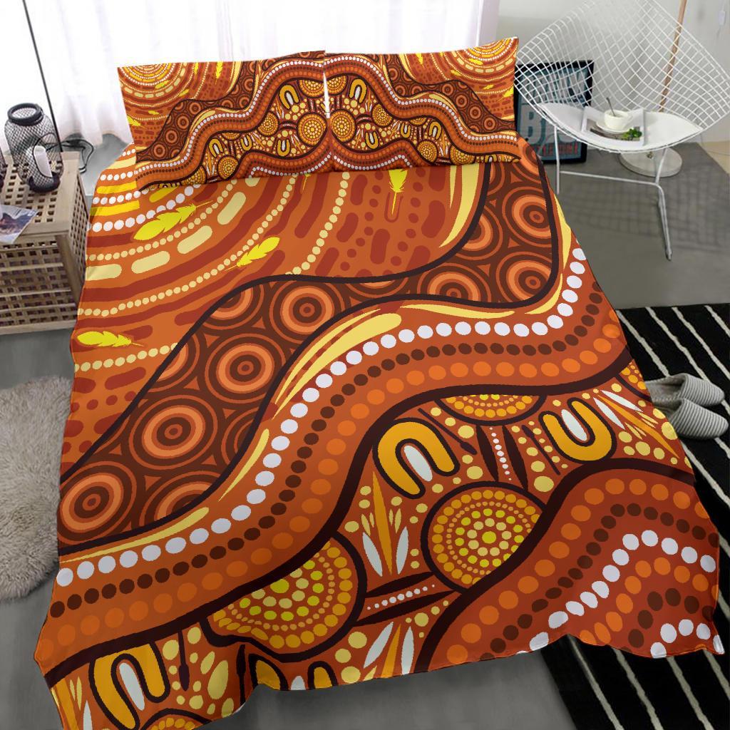 aboriginal-bedding-set-landscape-and-the-sun-dot-painting-art