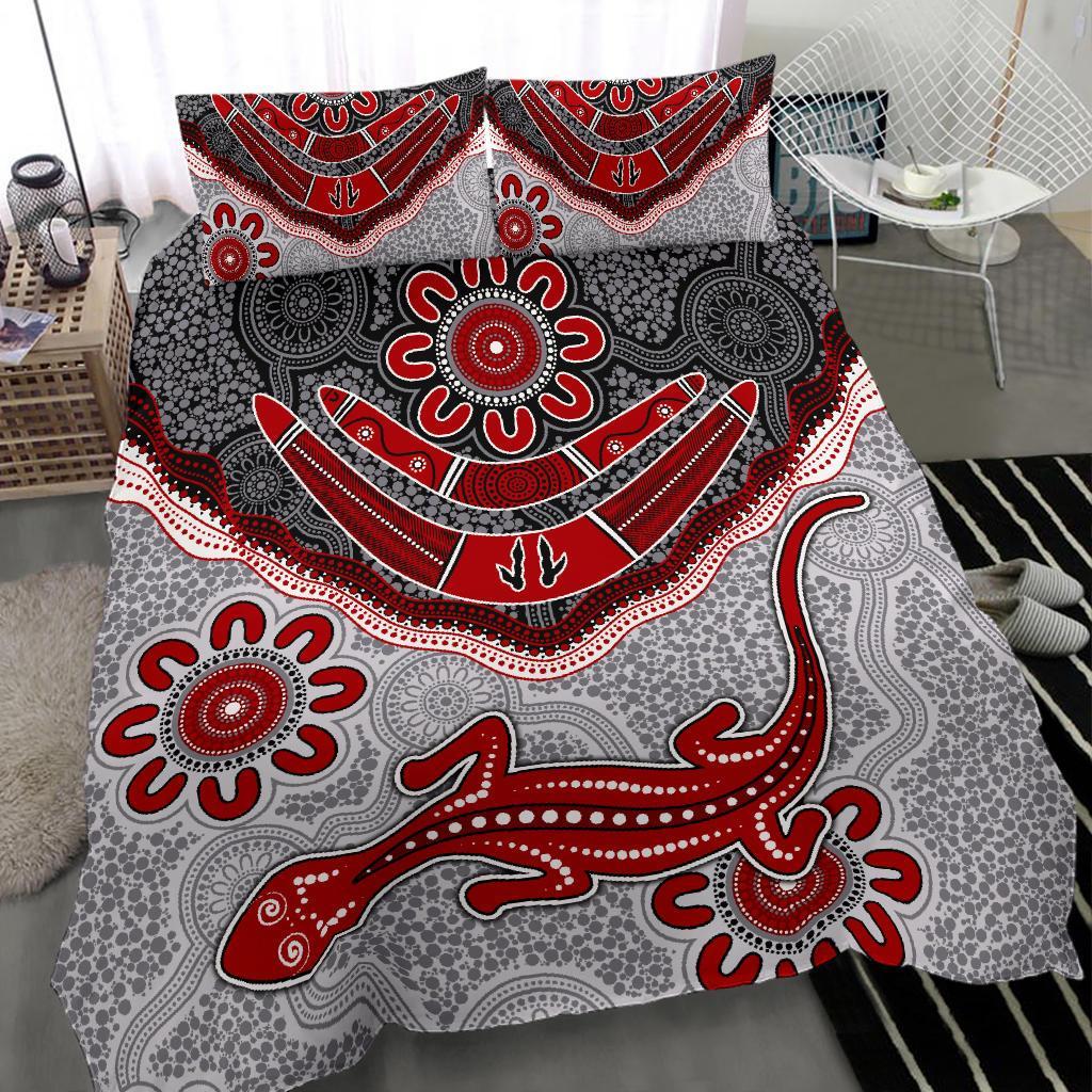 aboriginal-bedding-set-indigenous-boomerang-and-lizard-art