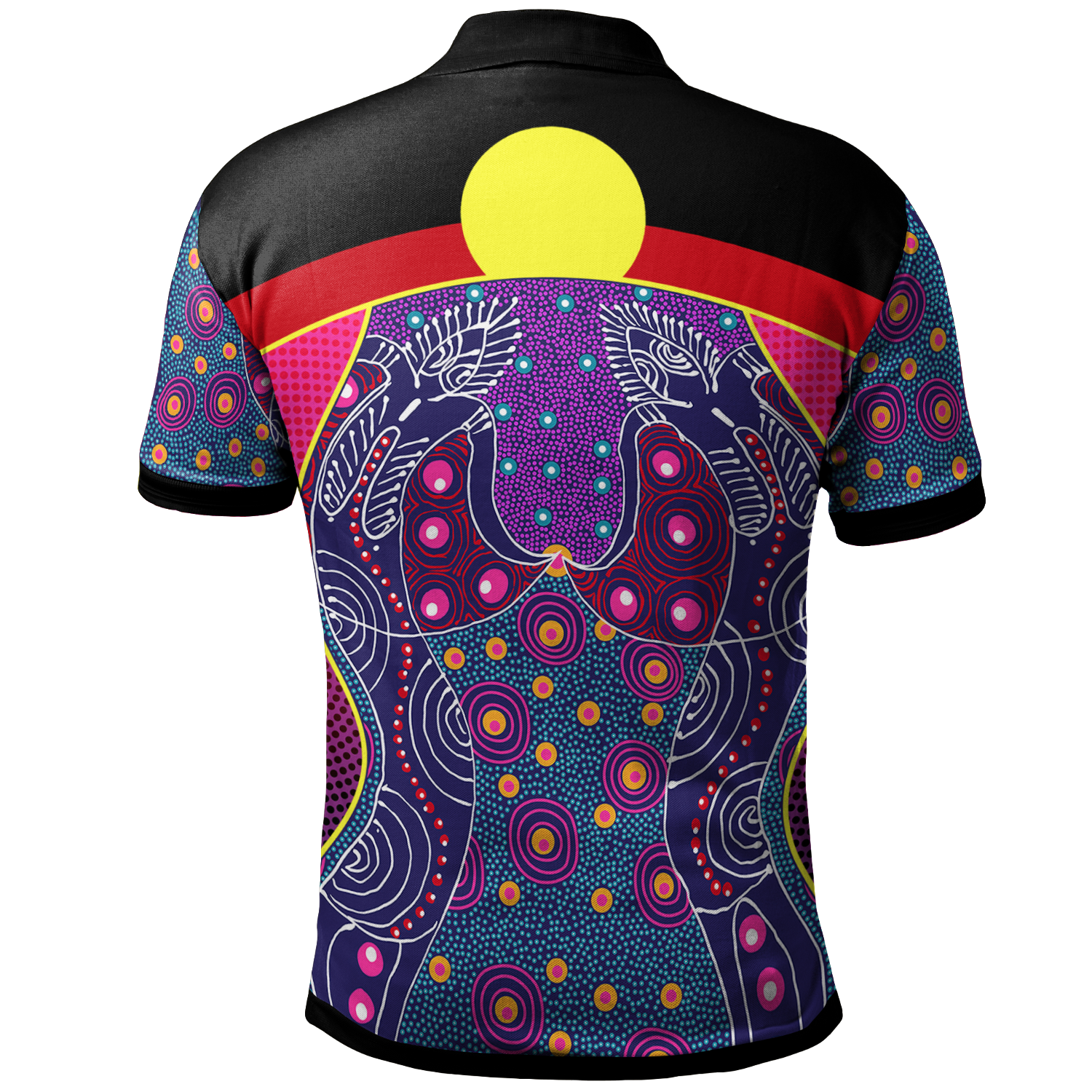 polo-shirt-aboriginal-sublimation-dot-pattern-style-violet