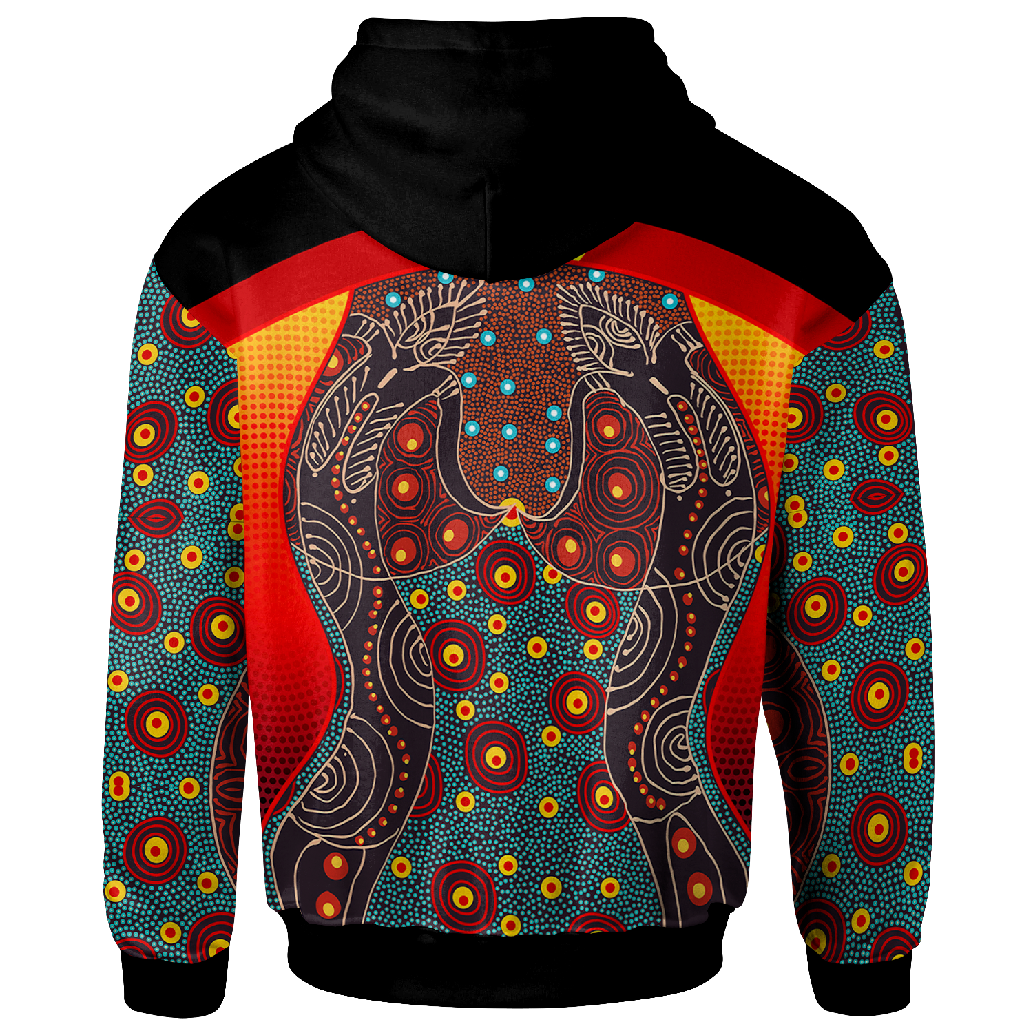 Zip-Up Hoodie - Aboriginal Sublimation Dot Pattern Style (Red)