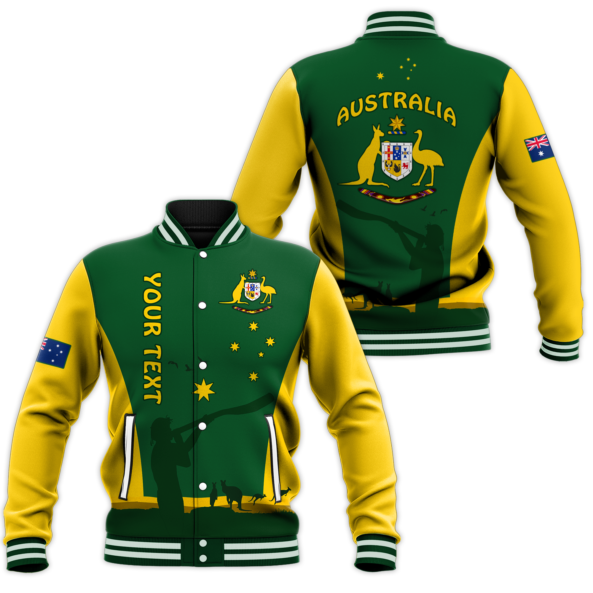 custom-personalised-australia-national-colours-baseball-jacket-green-and-gold