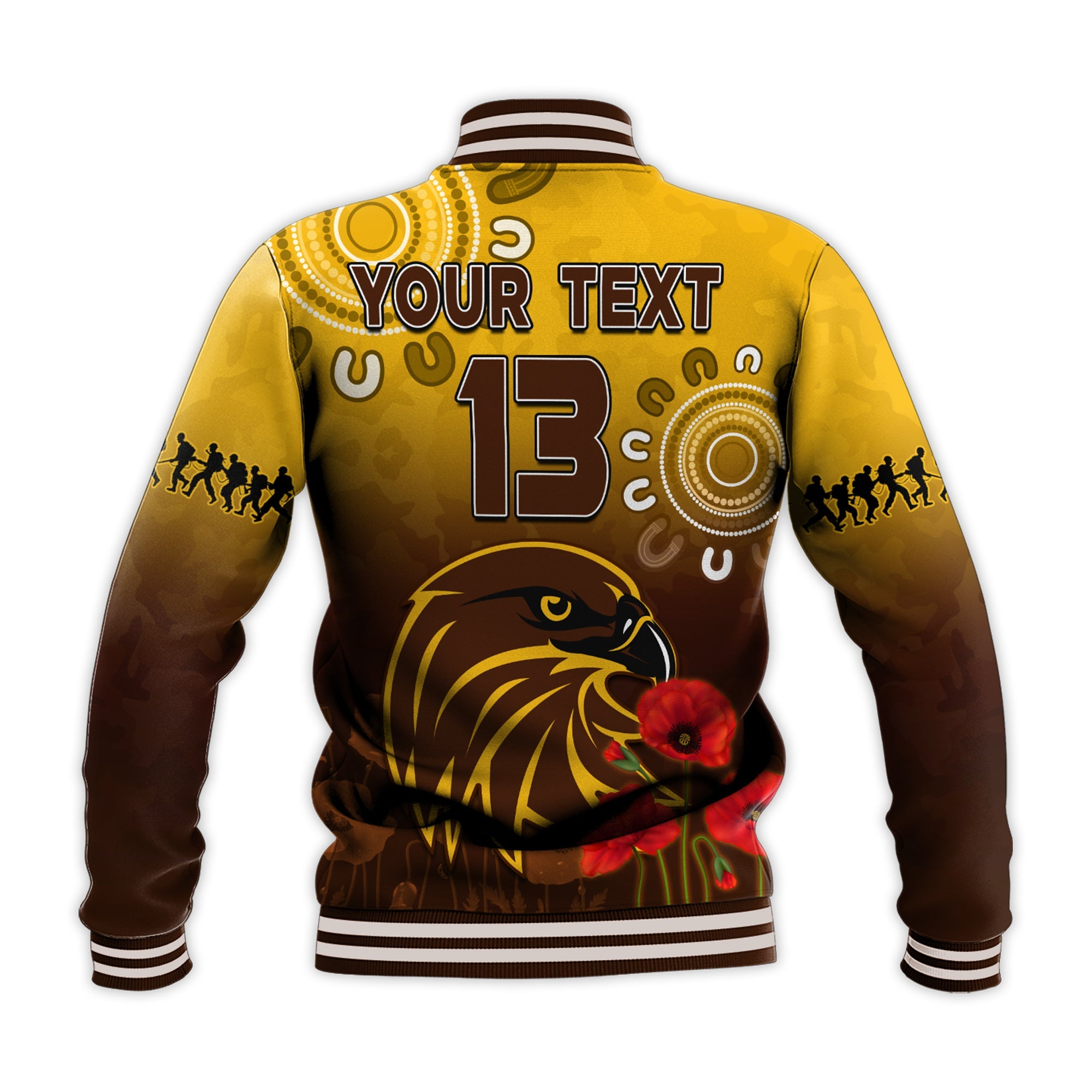 custom-text-and-number-hawks-anzac-2022-baseball-jacket-hawthorn-football-aboriginal-poppy