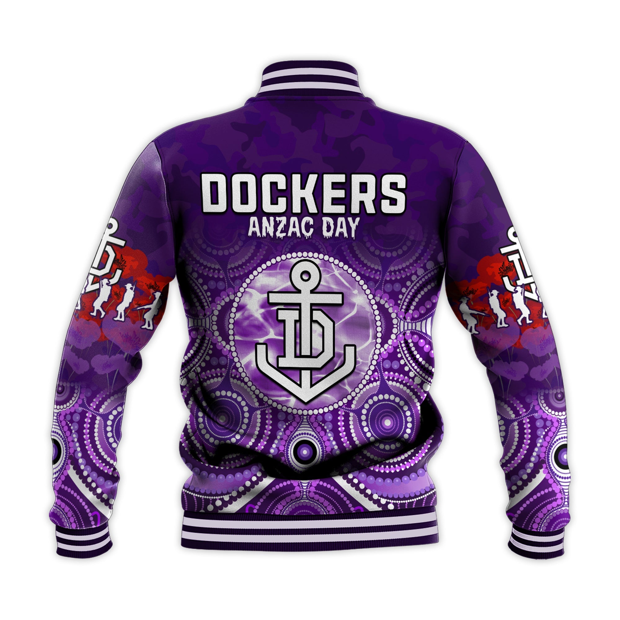 custom-personalised-dockers-anzac-2022-baseball-jacket-fremantle-football-aboriginal-poppy-flowers