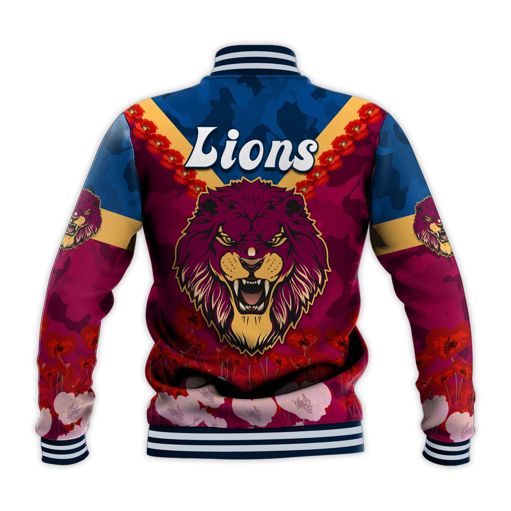 lions-anzac-2022-baseball-jacket-brisbane-brissie-poppy-flowers