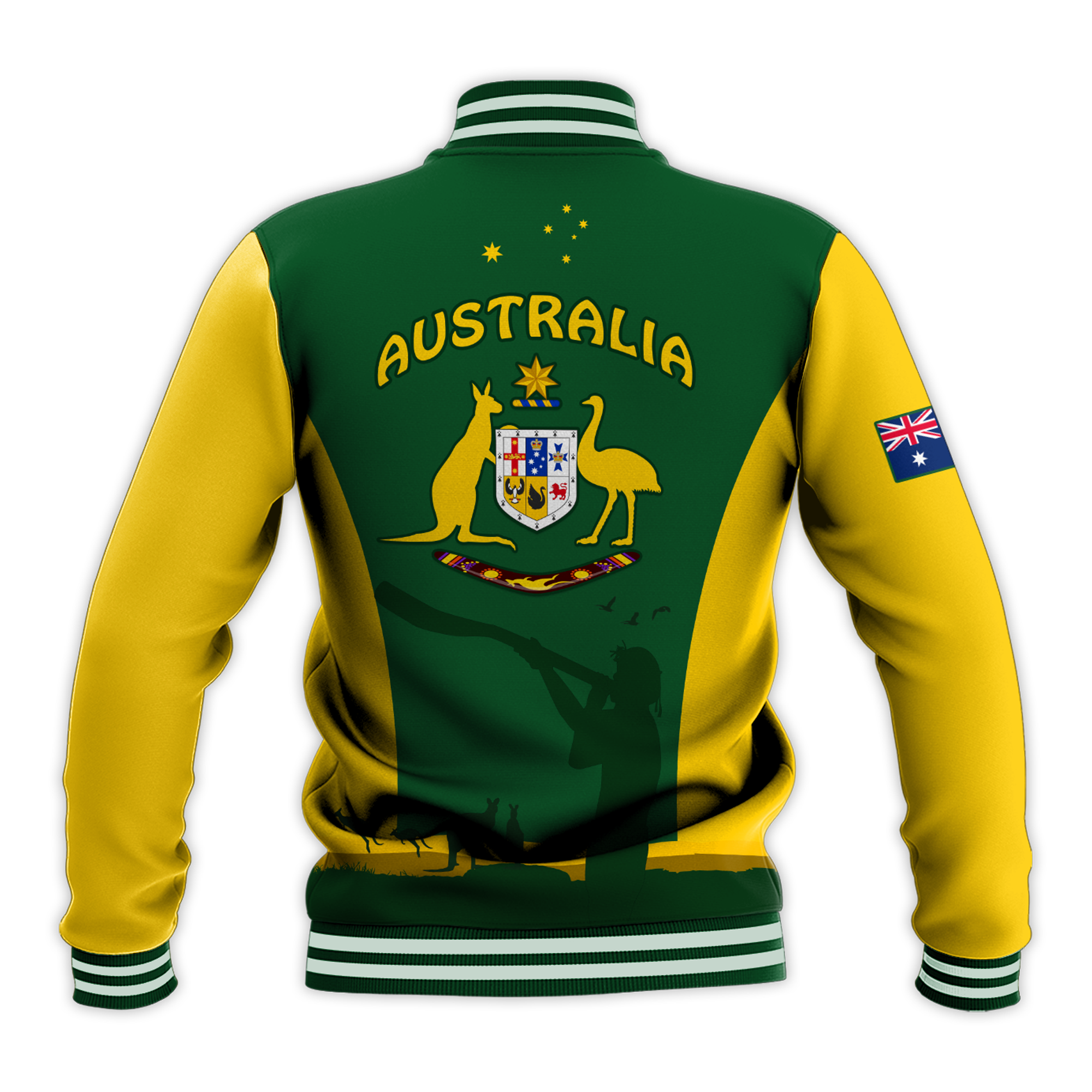 custom-personalised-australia-national-colours-baseball-jacket-green-and-gold