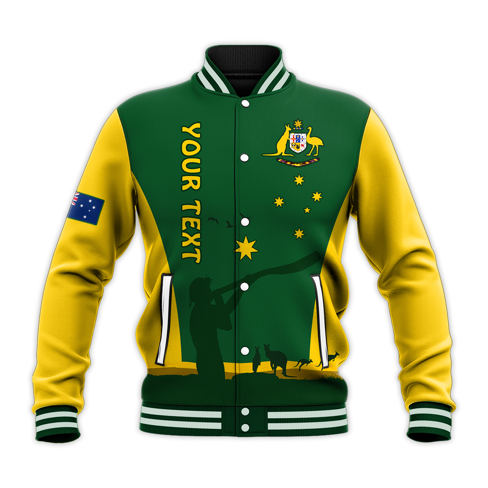 custom-personalised-australia-national-colours-baseball-jacket-green-and-gold