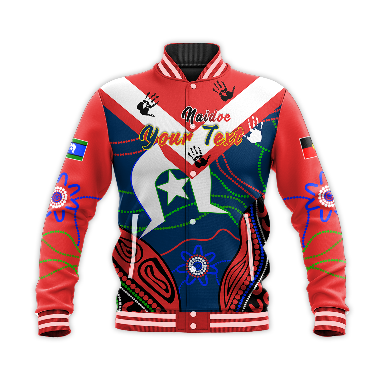 custom-personalised-roosters-naidoc-week-baseball-jacket-sydney