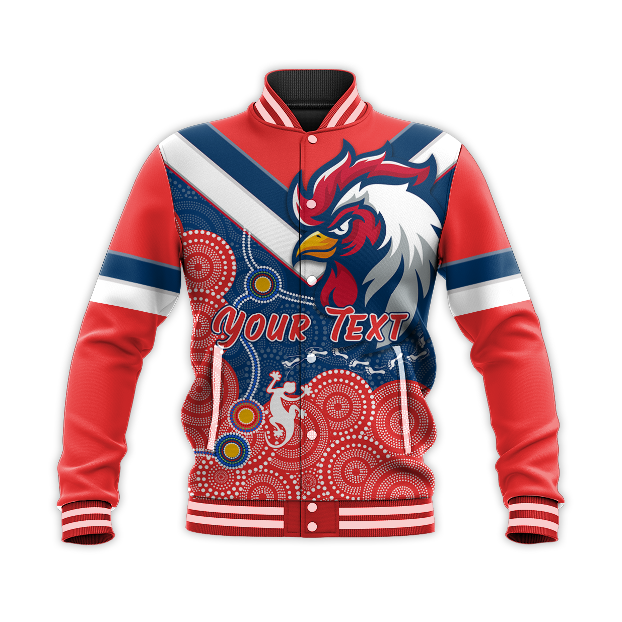 custom-personalised-roosters-baseball-jacket-red-aboriginal-rugby