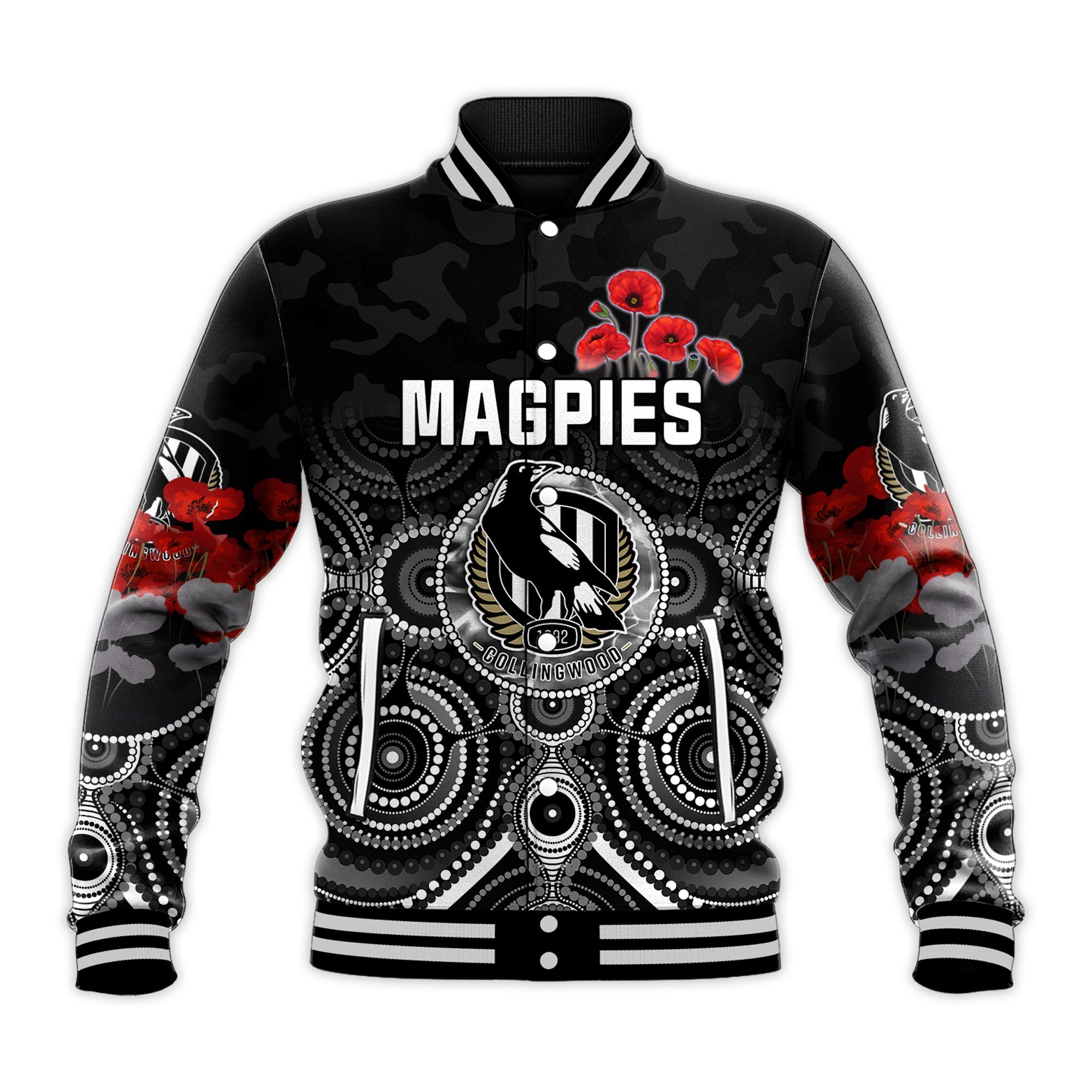 magpies-anzac-2022-baseball-jacket-collingwood-football-aboriginal-poppy-flowers