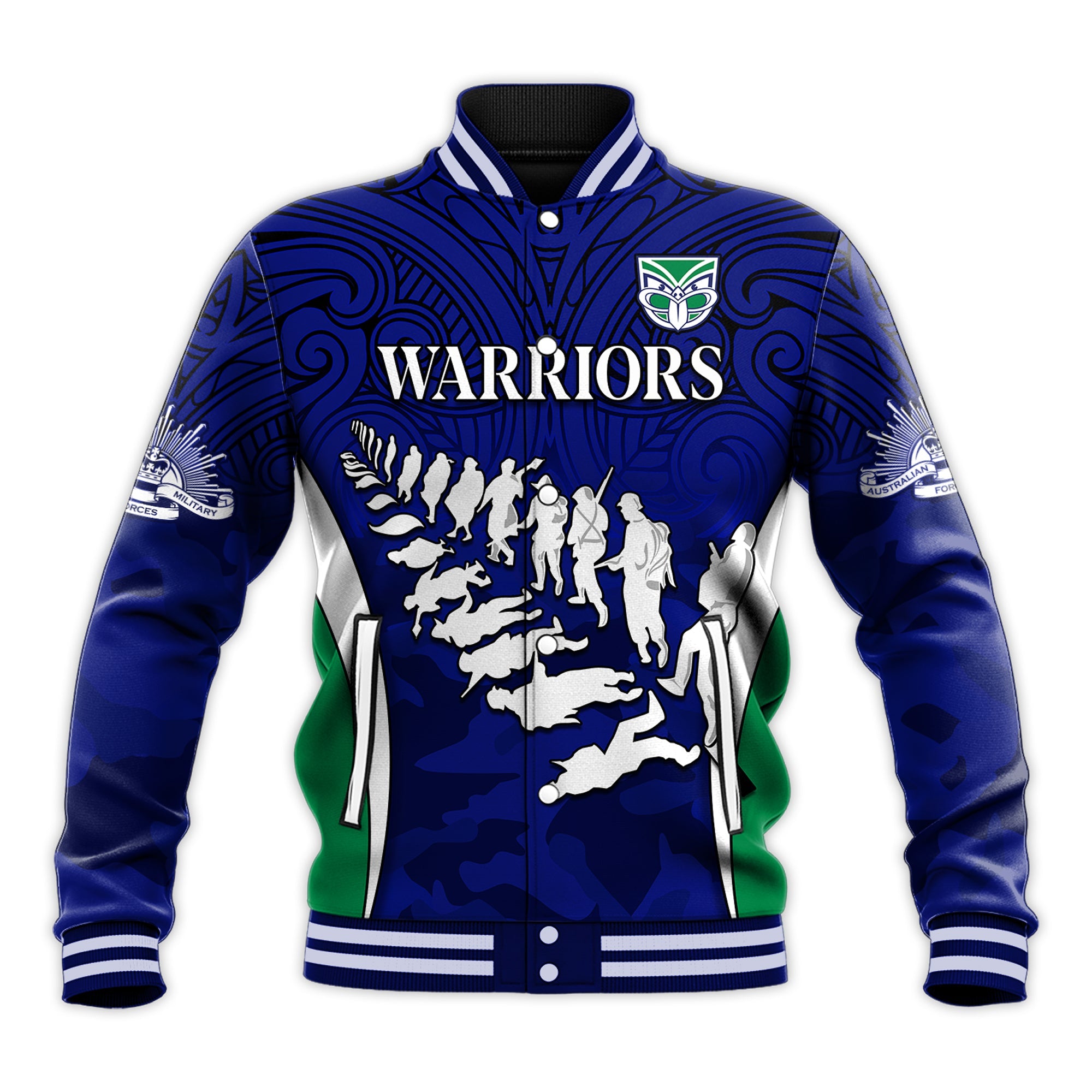 warriors-anzac-2022-baseball-jacket-maori-pattern-always-remember-them