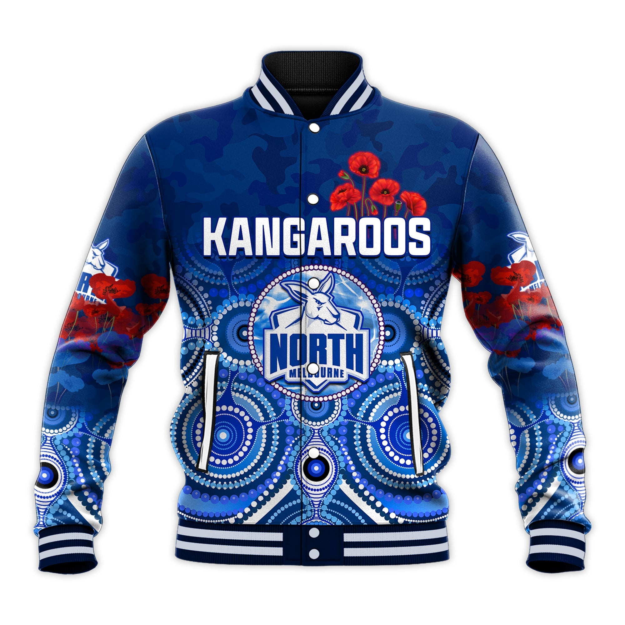 kangaroos-anzac-2022-baseball-jacket-north-melbourne-football-aboriginal-poppy-flowers