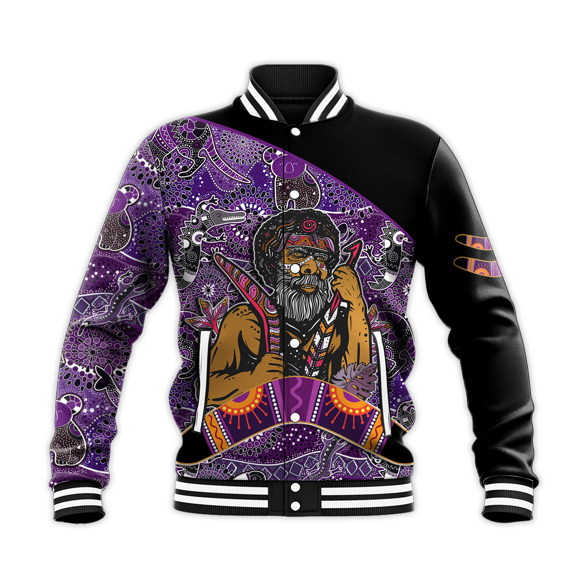 custom-personalised-australian-boomerang-baseball-jacket-indigenous-australia-purple-graceful