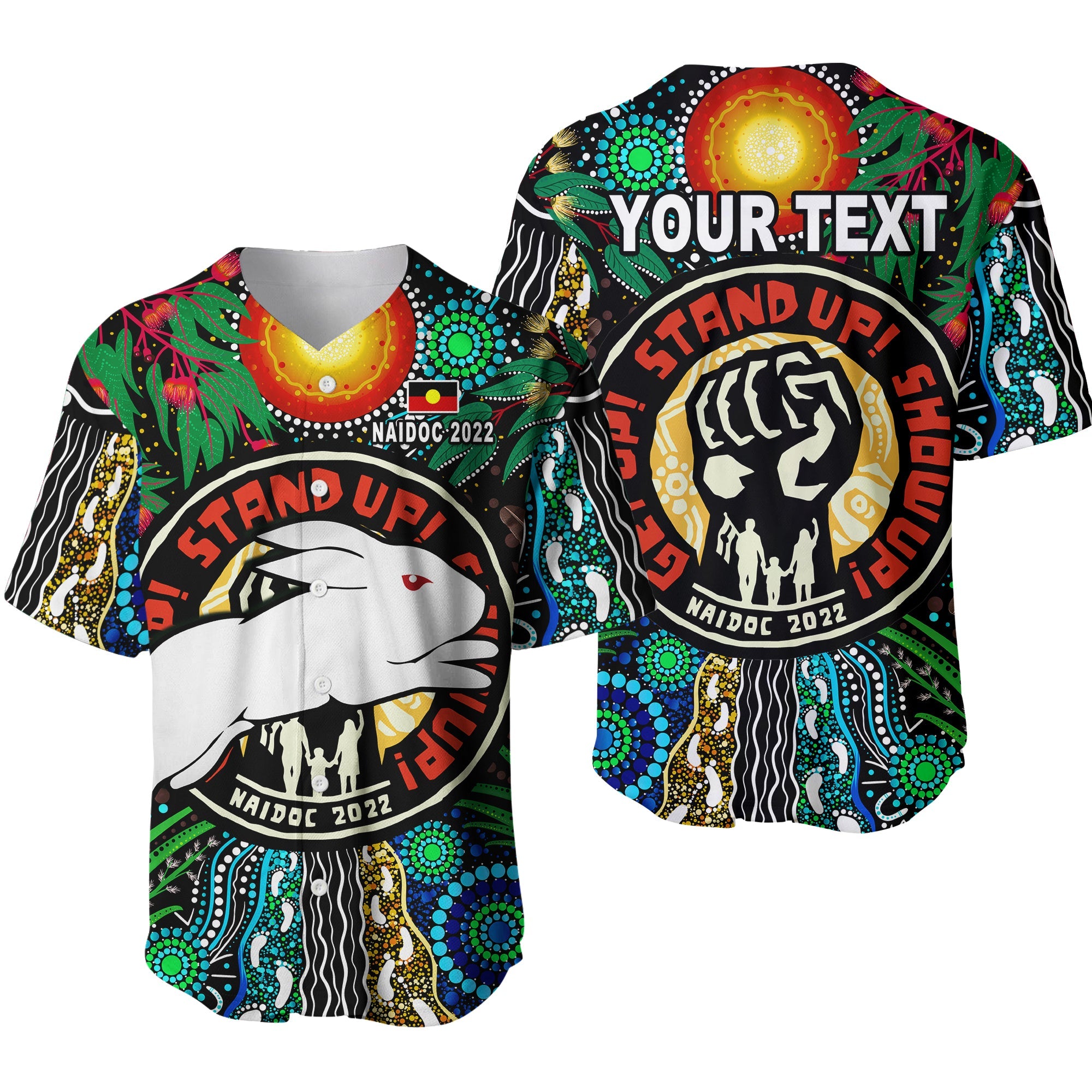 (Custom Personalised) Rabbitohs NAIDOC Week 2022 Baseball Jersey Aboriginal Get Up LT13