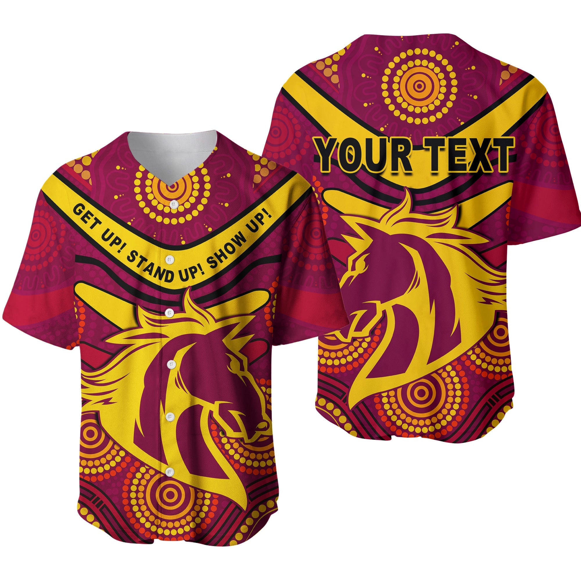 (Custom Personalised) Broncos NAIDOC Week 2022 Baseball Jersey Aboriginal Get Up LT13