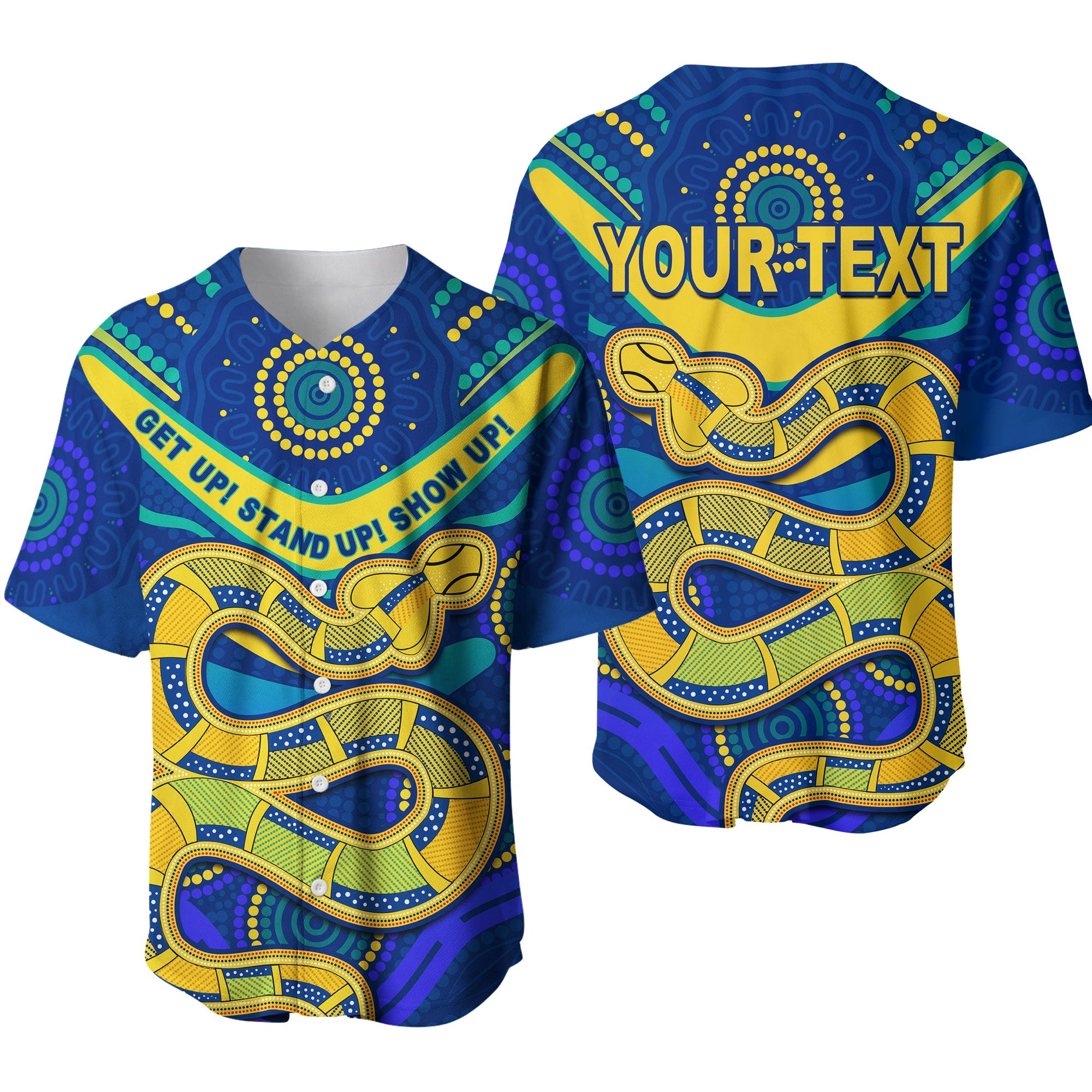 (Custom Personalised) Eels NAIDOC Week 2022 Baseball Jersey Aboriginal Get Up LT13