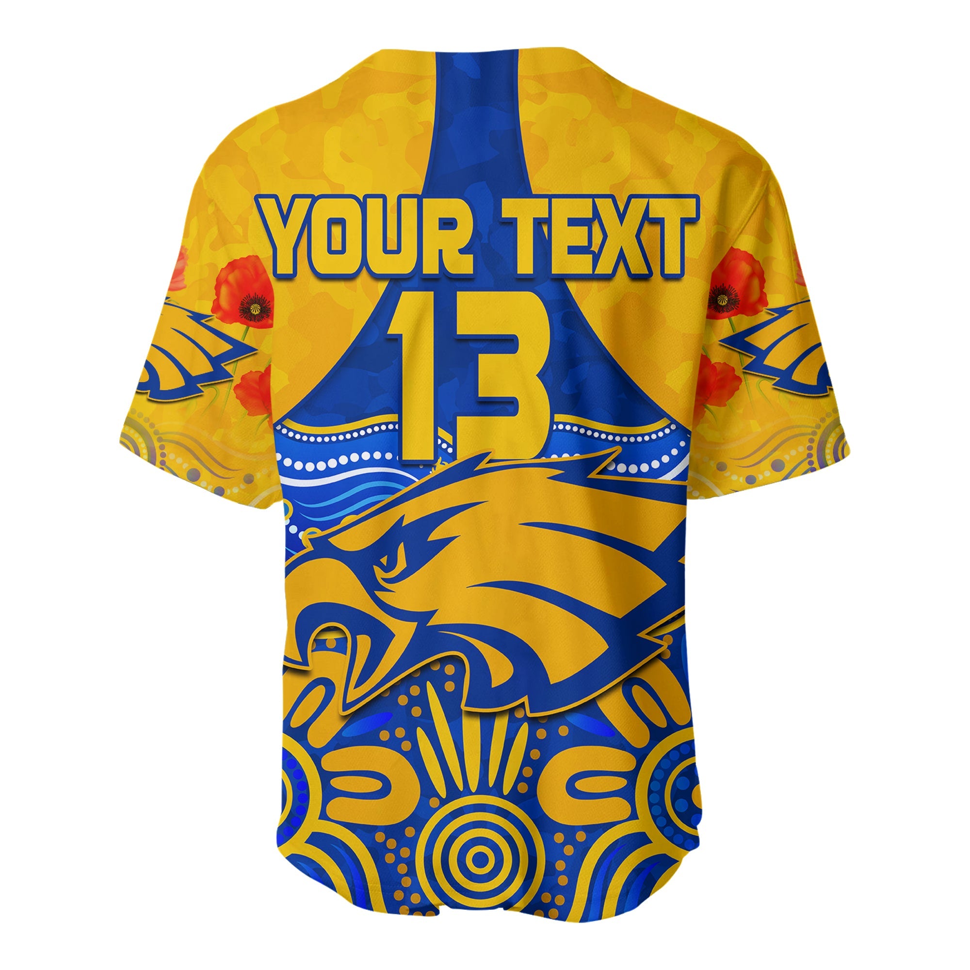 (Custom Text and Number) Eagles Anzac 2022 Baseball Jersey West Coast Aboriginal Remember Them LT13