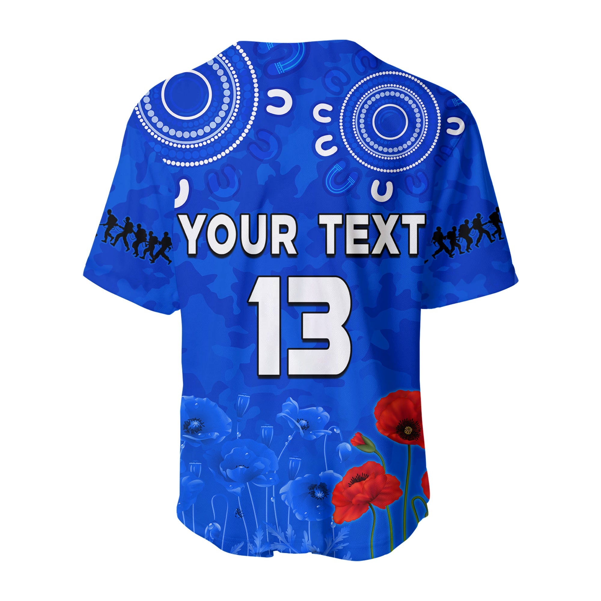 (Custom Text and Number) Bulldogs Anzac 2022 Baseball Jersey Western Dogs Aboriginal Poppy LT13