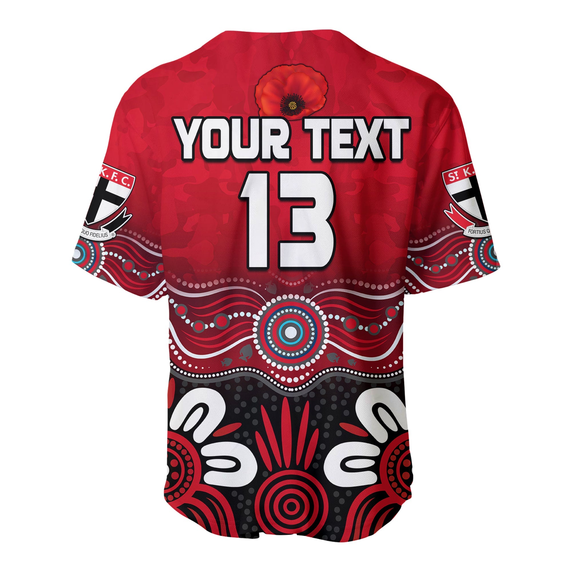 (Custom Text and Number) Saints Anzac 2022 Baseball Jersey St Kilda Aboriginal Remember Them LT13