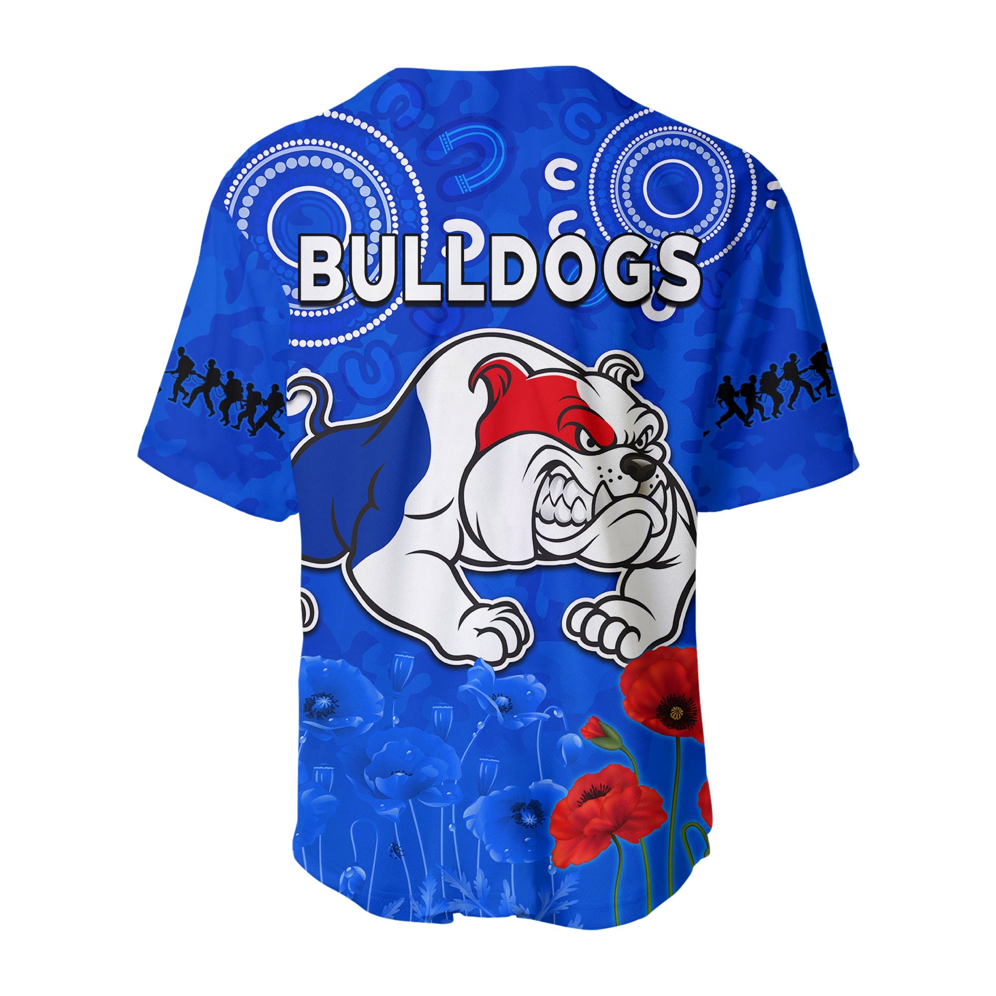 Bulldogs Anzac 2022 Baseball Jersey Western Dogs Aboriginal Poppy LT13