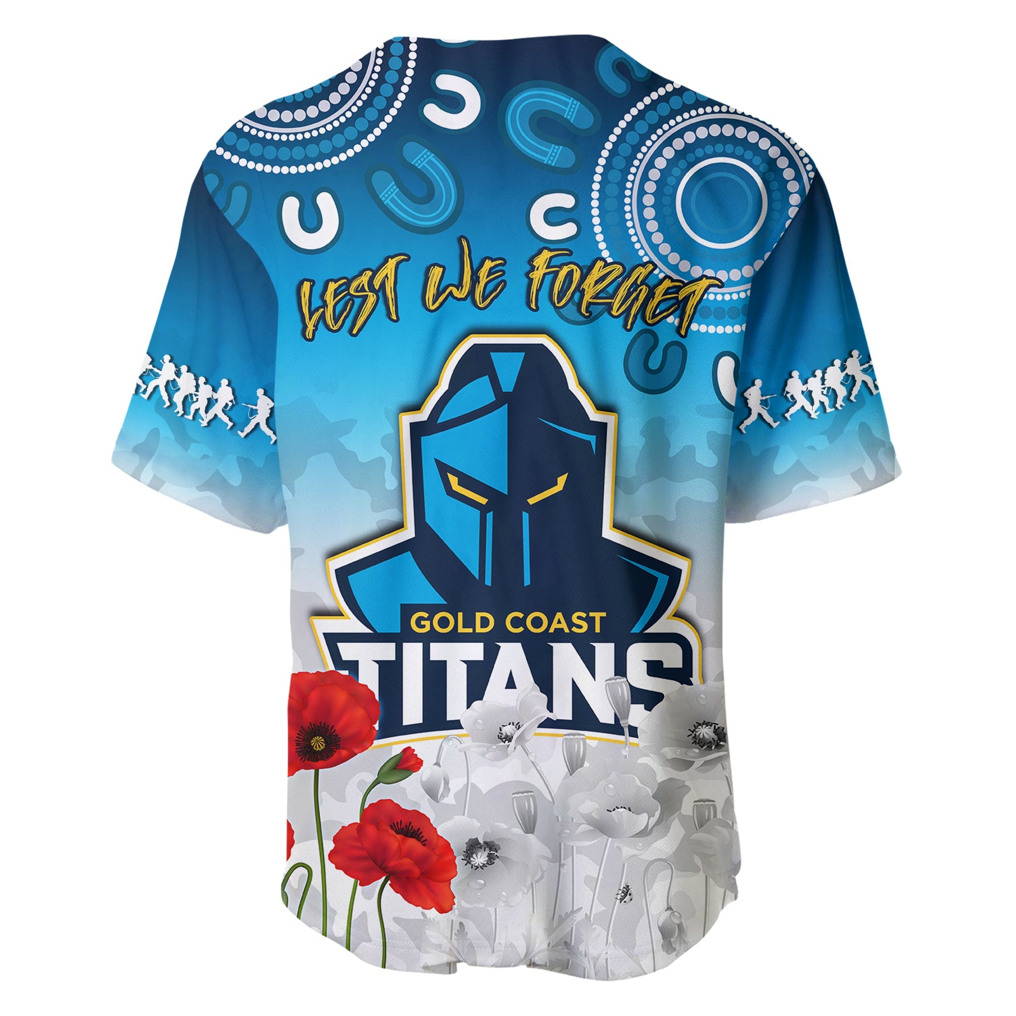 Titans Anzac 2022 Baseball Jersey Gold Coast Aboriginal White Camouflage LT13