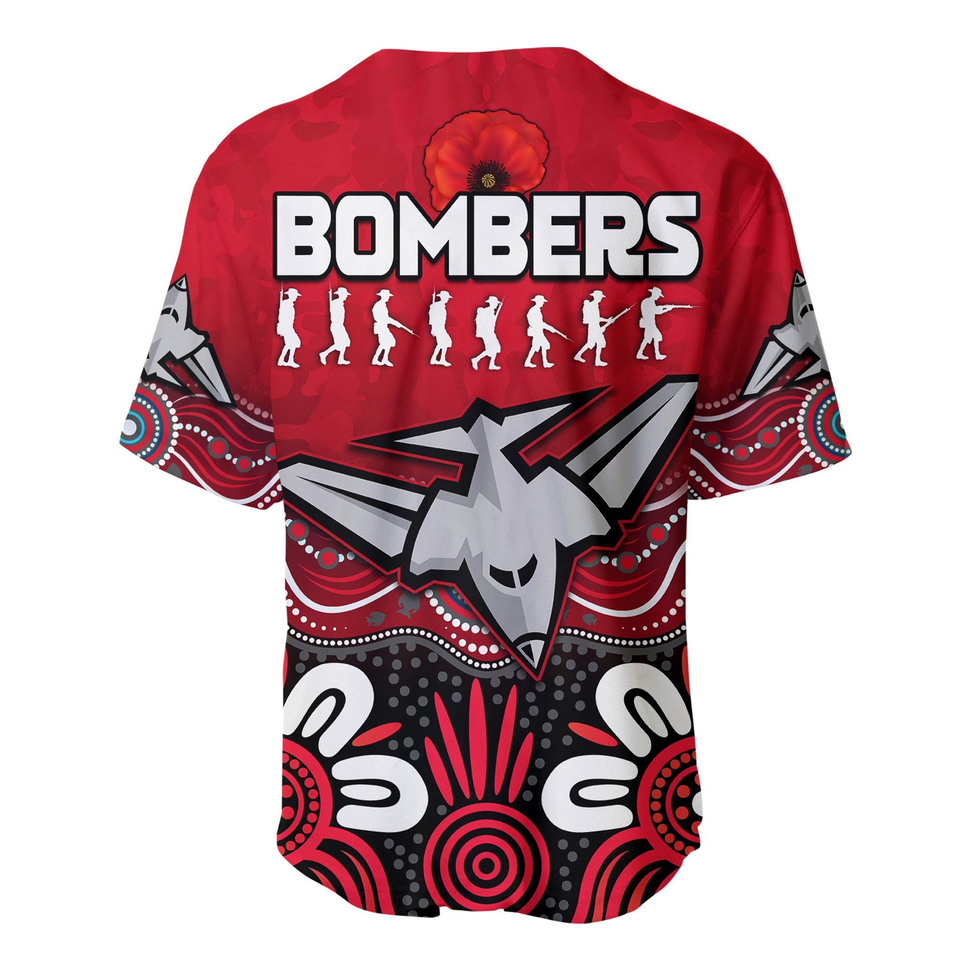 Bombers Anzac 2022 Baseball Jersey Essendon Football Aboriginal Remember Them LT13