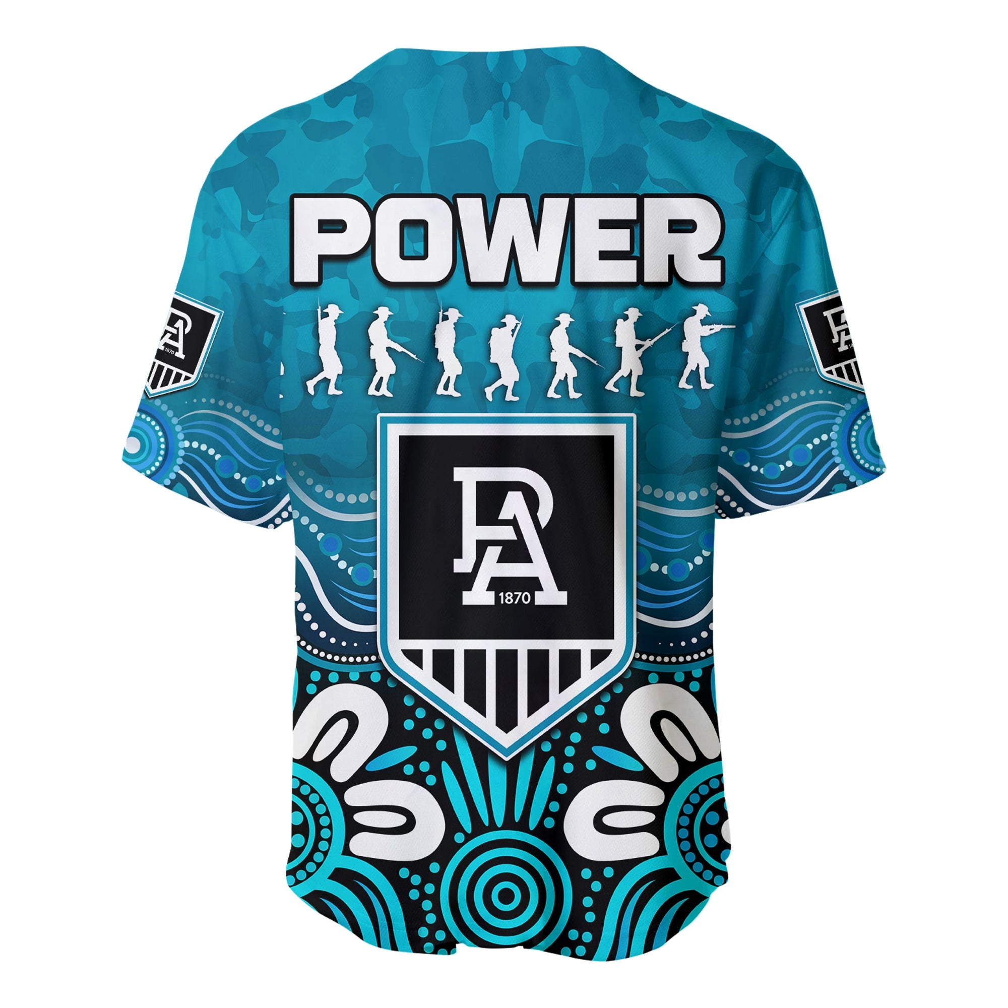 Power Anzac 2022 Baseball Jersey Port Adelaide Aboriginal Remember Them LT13