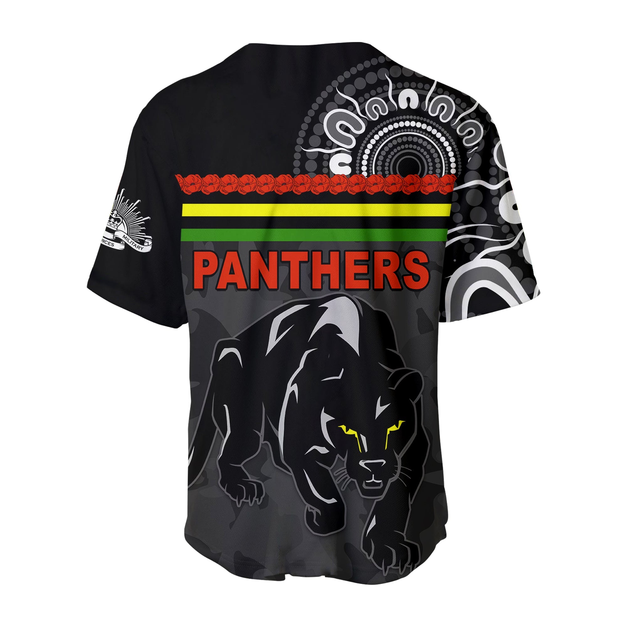 (Custom Personalised) Panthers Anzac Day Baseball Jersey Aboriginal Lest We Forget Ver.02 LT13