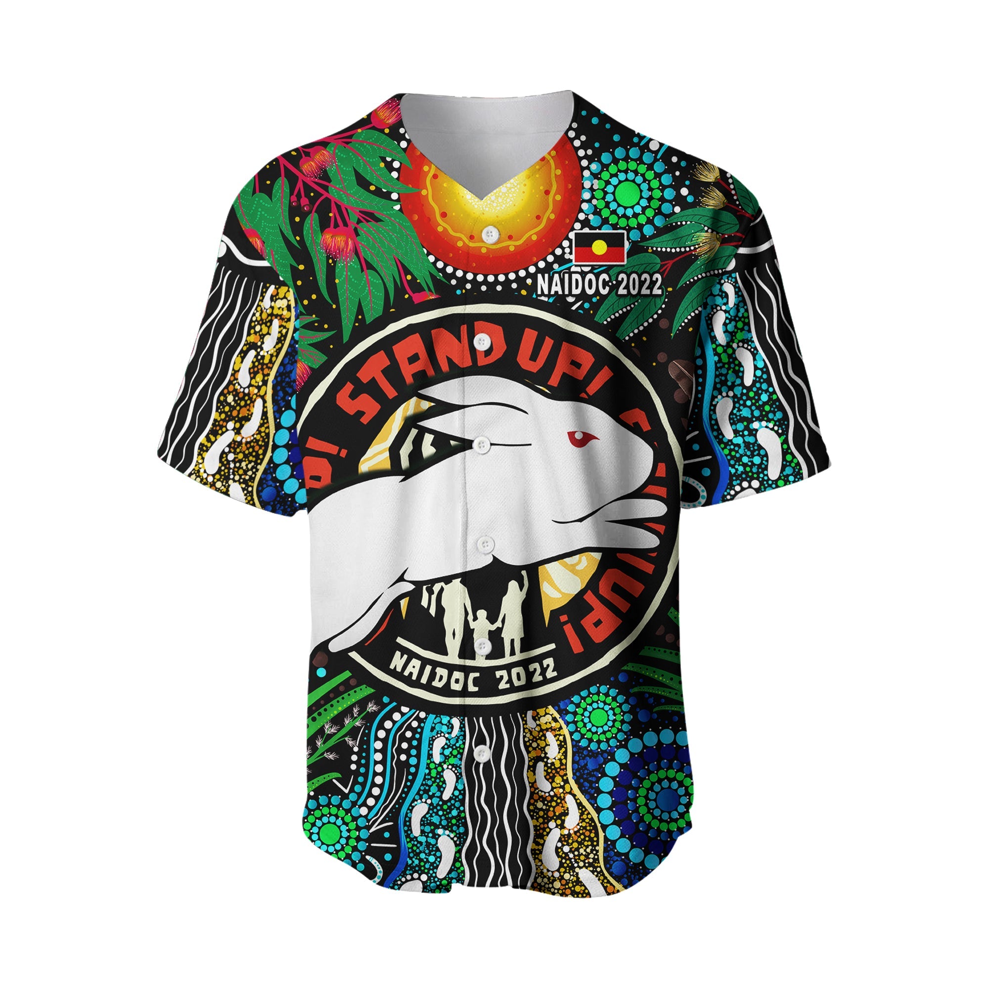 (Custom Personalised) Rabbitohs NAIDOC Week 2022 Baseball Jersey Aboriginal Get Up LT13