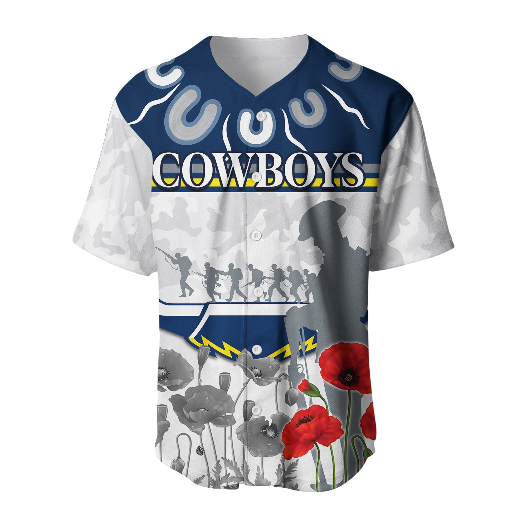 Cowboys Anzac 2022 Baseball Jersey Aboriginal Lest We Forget LT13