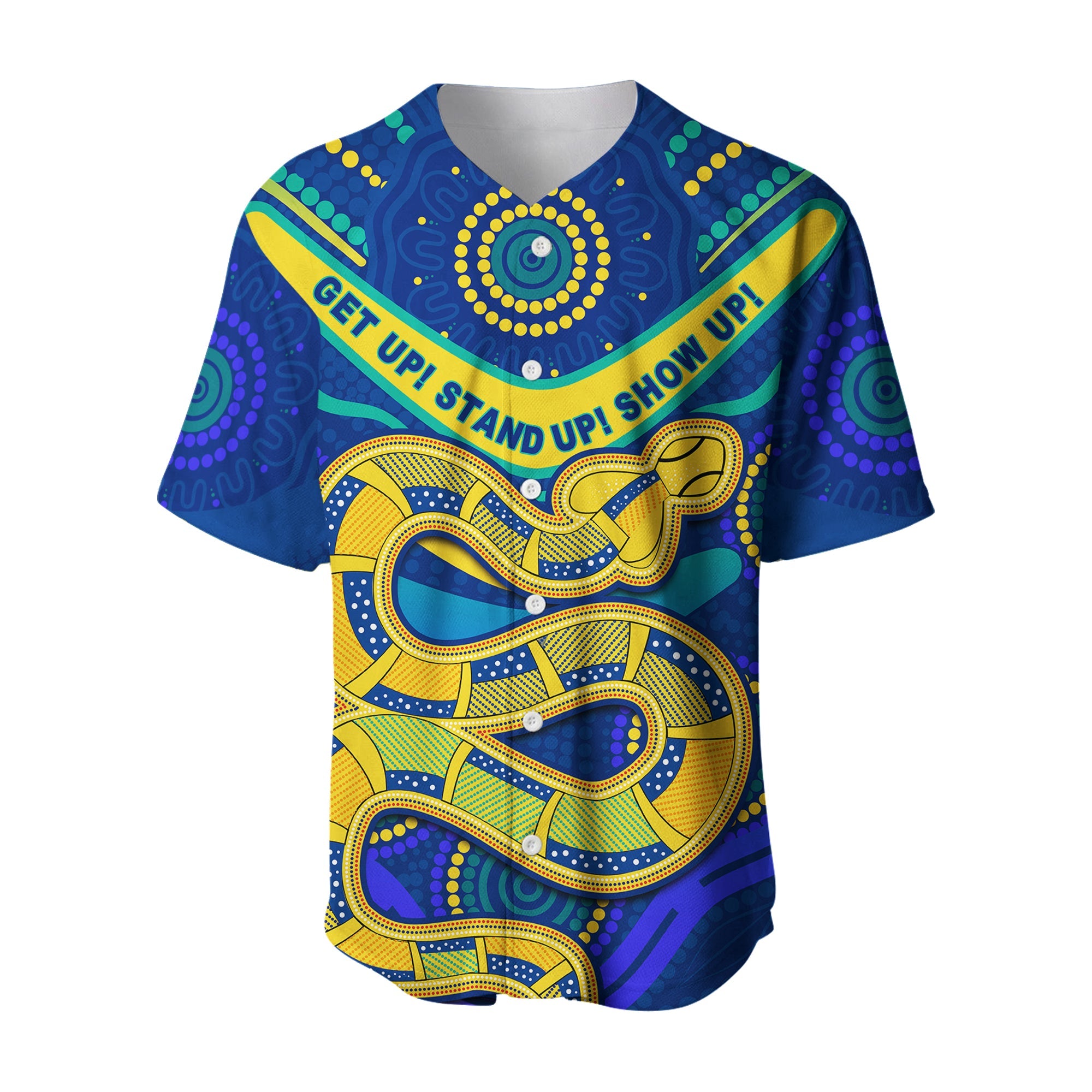 (Custom Personalised) Eels NAIDOC Week 2022 Baseball Jersey Aboriginal Get Up LT13