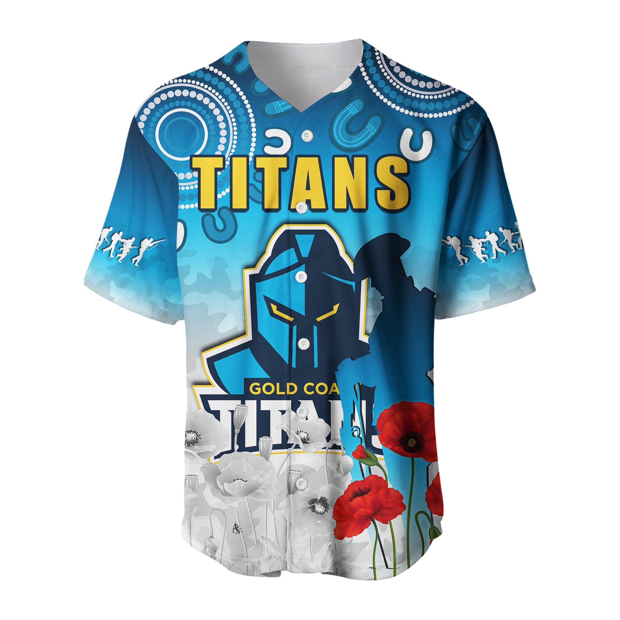 Titans Anzac 2022 Baseball Jersey Gold Coast Aboriginal White Camouflage LT13