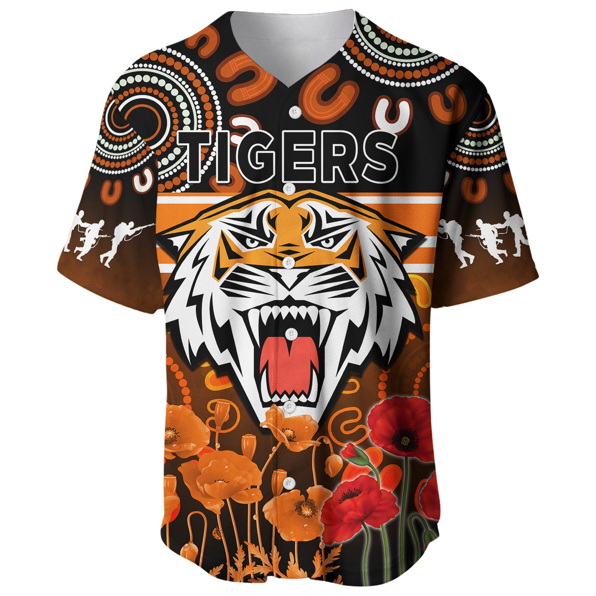 Wests Tigers Anzac 2022 Baseball Jersey Aboriginal Lest We Forget LT13