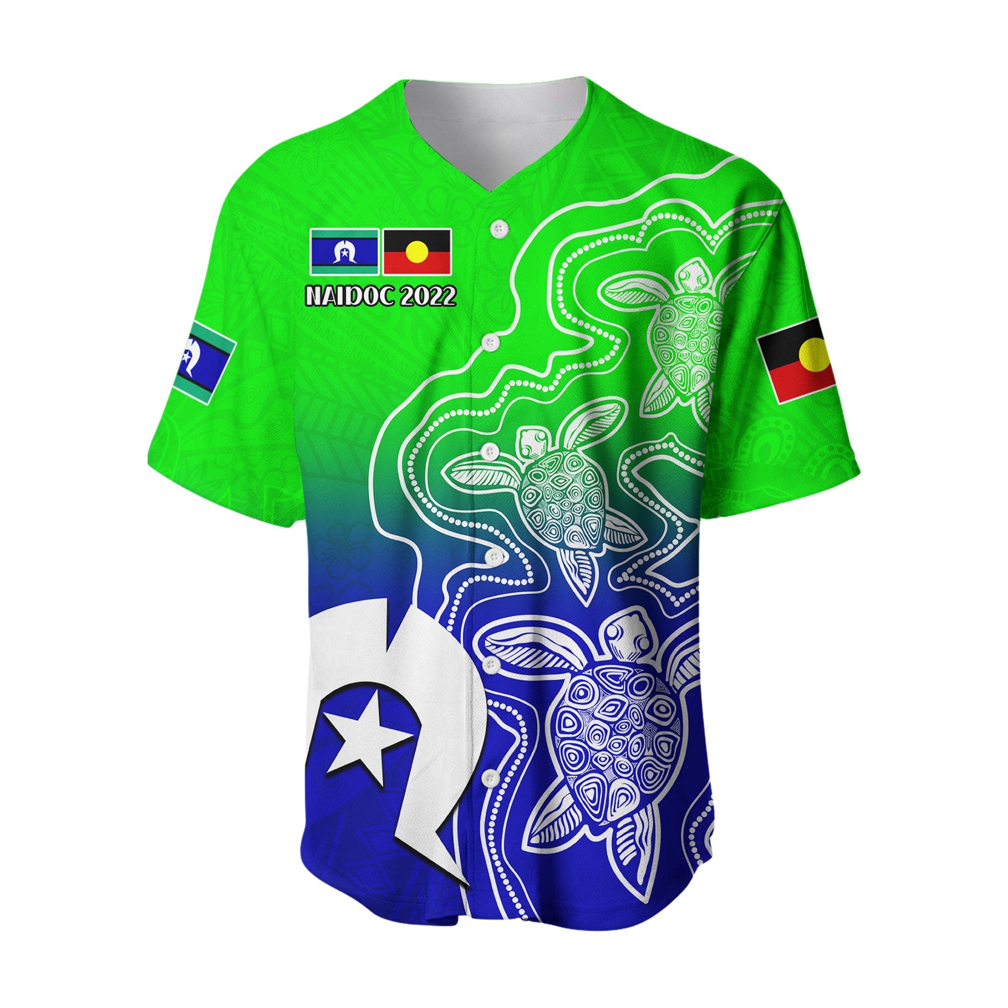 NAIDOC Week 2022 Baseball Jersey Torres Strait Islanders with Aboriginal Turtles LT13