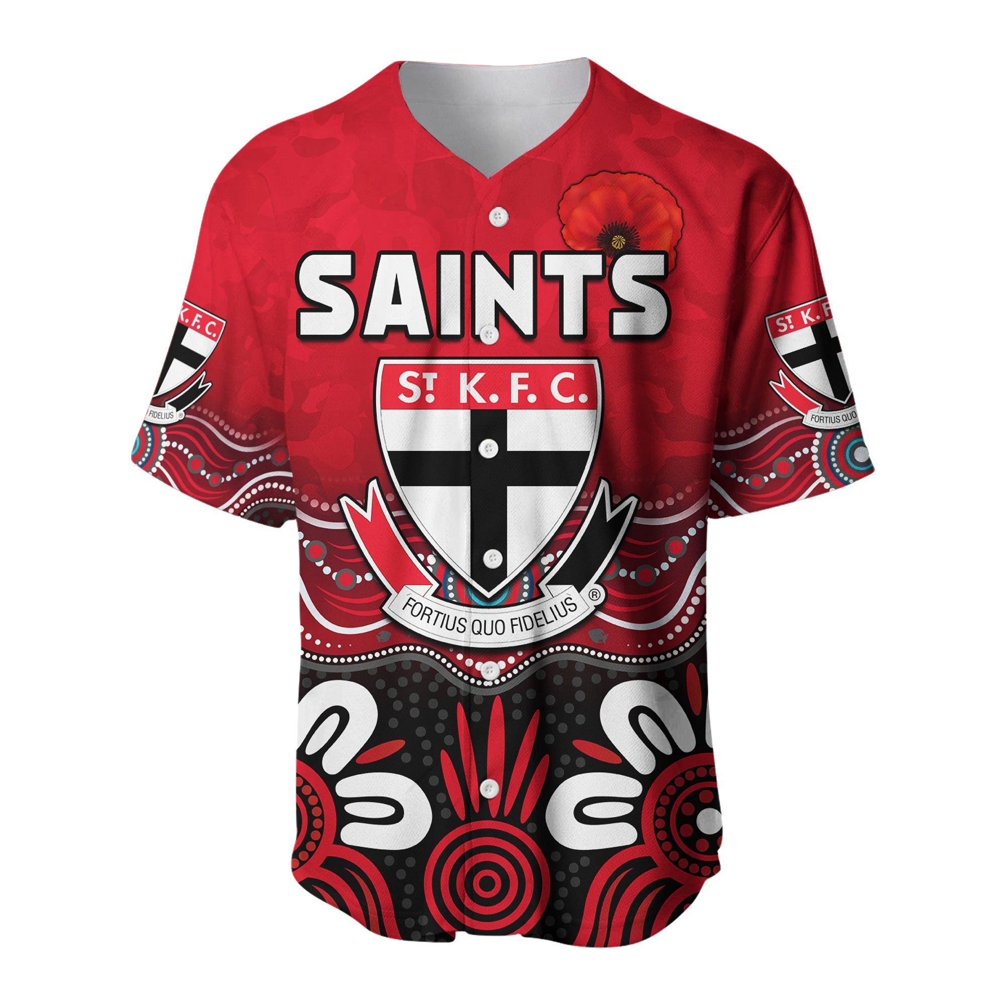 Saints Anzac 2022 Baseball Jersey St Kilda Aboriginal Remember Them LT13