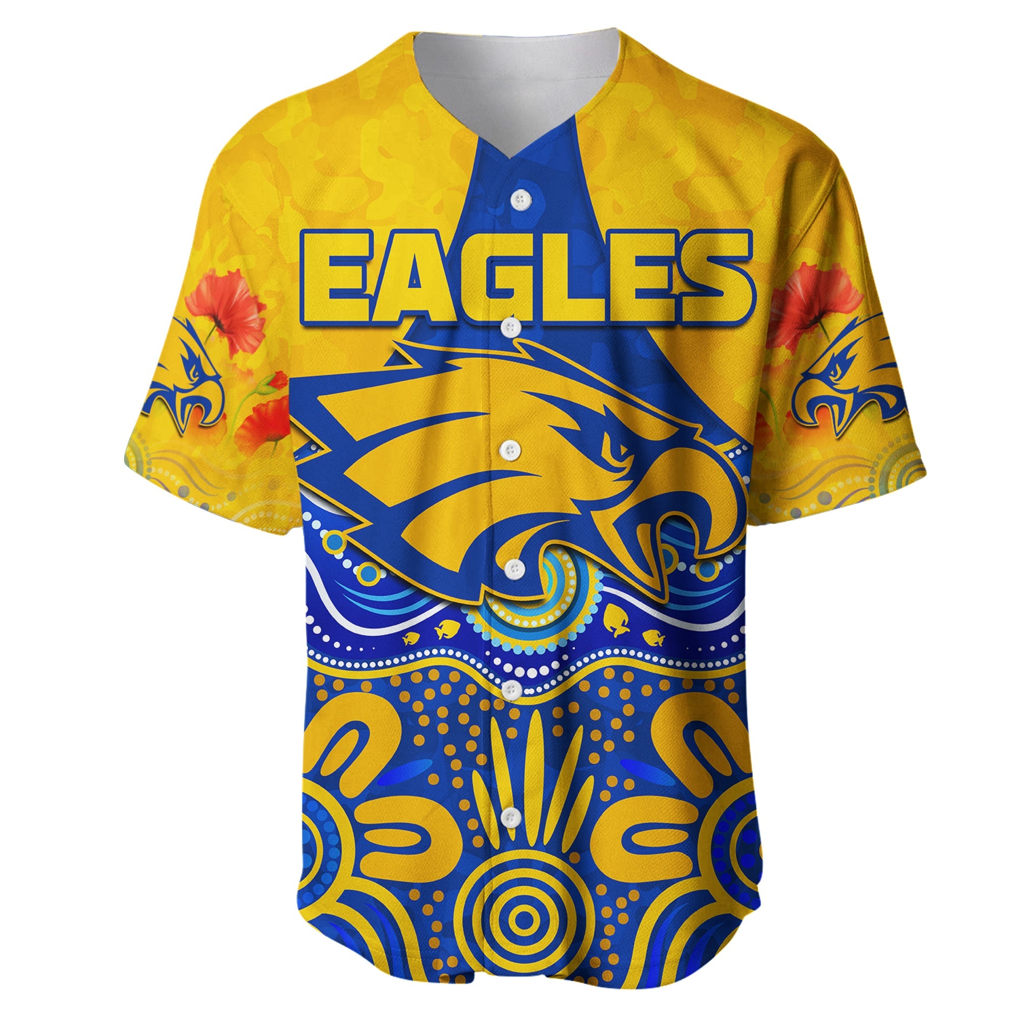 Eagles Anzac 2022 Baseball Jersey West Coast Aboriginal Remember Them LT13