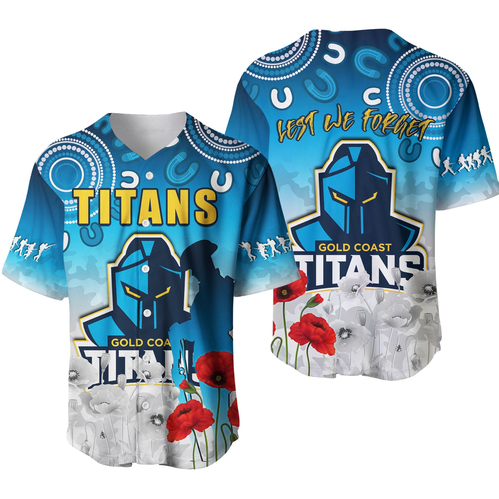 Titans Anzac 2022 Baseball Jersey Gold Coast Aboriginal White Camouflage LT13