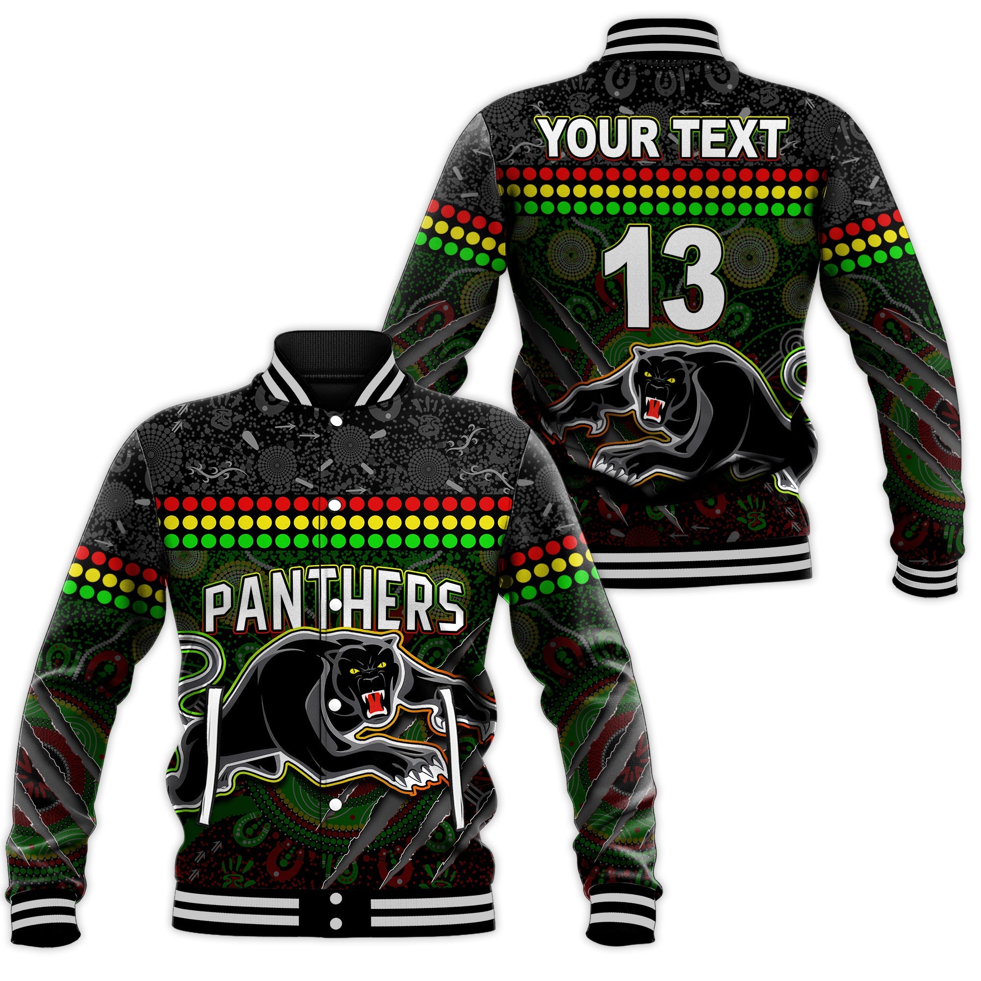 custom-text-and-number-panthers-baseball-jacket-premiers-2022-aboriginal