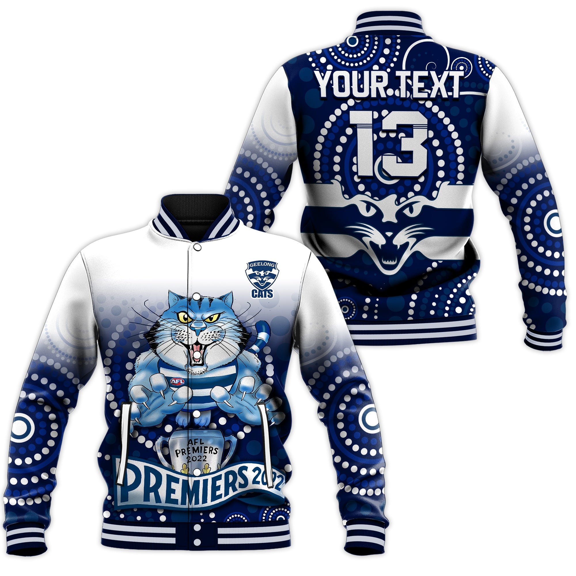 custom-text-and-number-cats-football-baseball-jacket-aboriginal-australian-premiers-2022-proud-geelong-cartoon