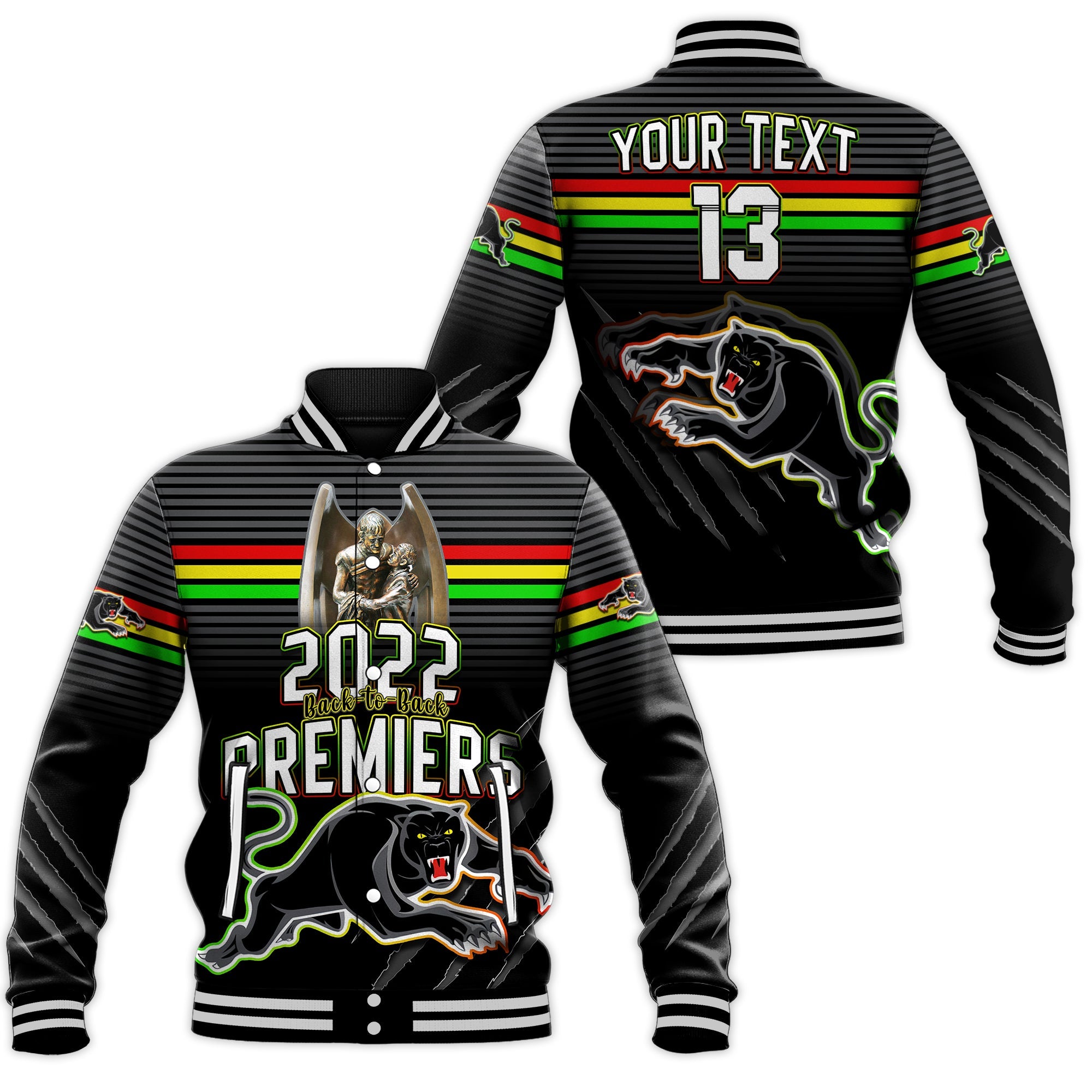 custom-text-and-number-panthers-proud-baseball-jacket-back-to-back-premiers-2022-version-black