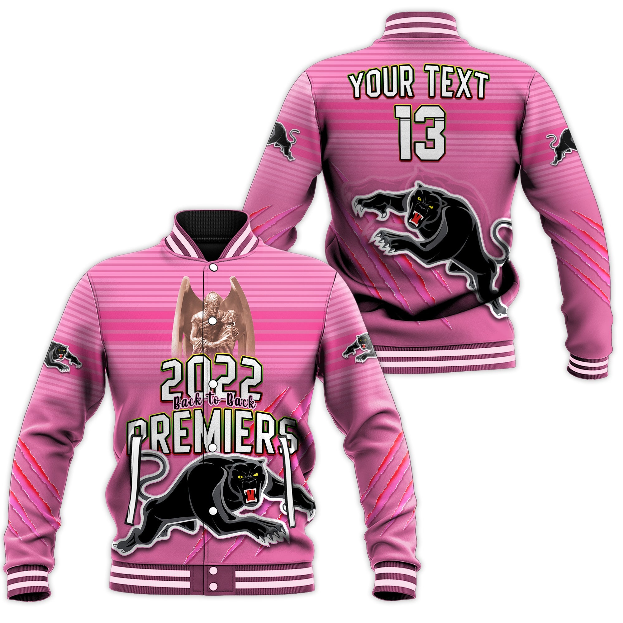 custom-text-and-number-panthers-proud-baseball-jacket-back-to-back-premiers-2022-version-pink