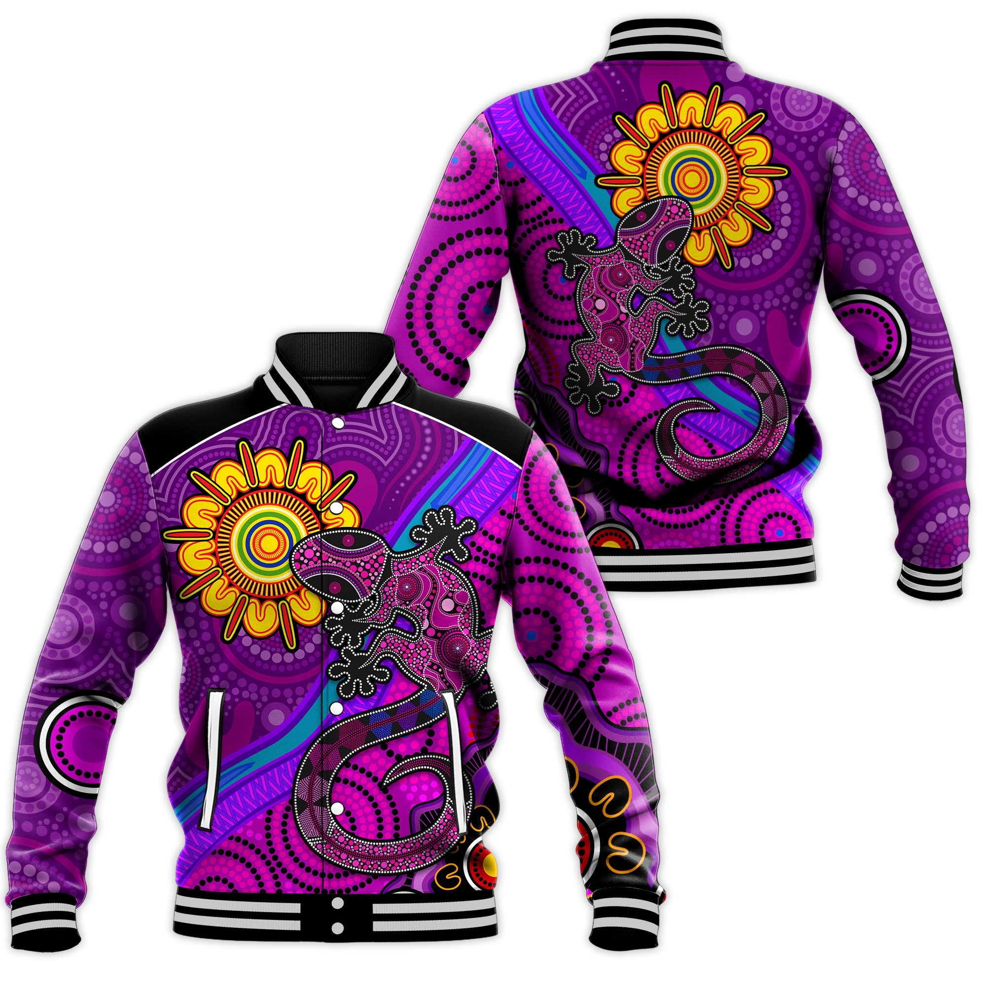 australia-lizard-and-sun-baseball-jacket-aboriginal-art-purple