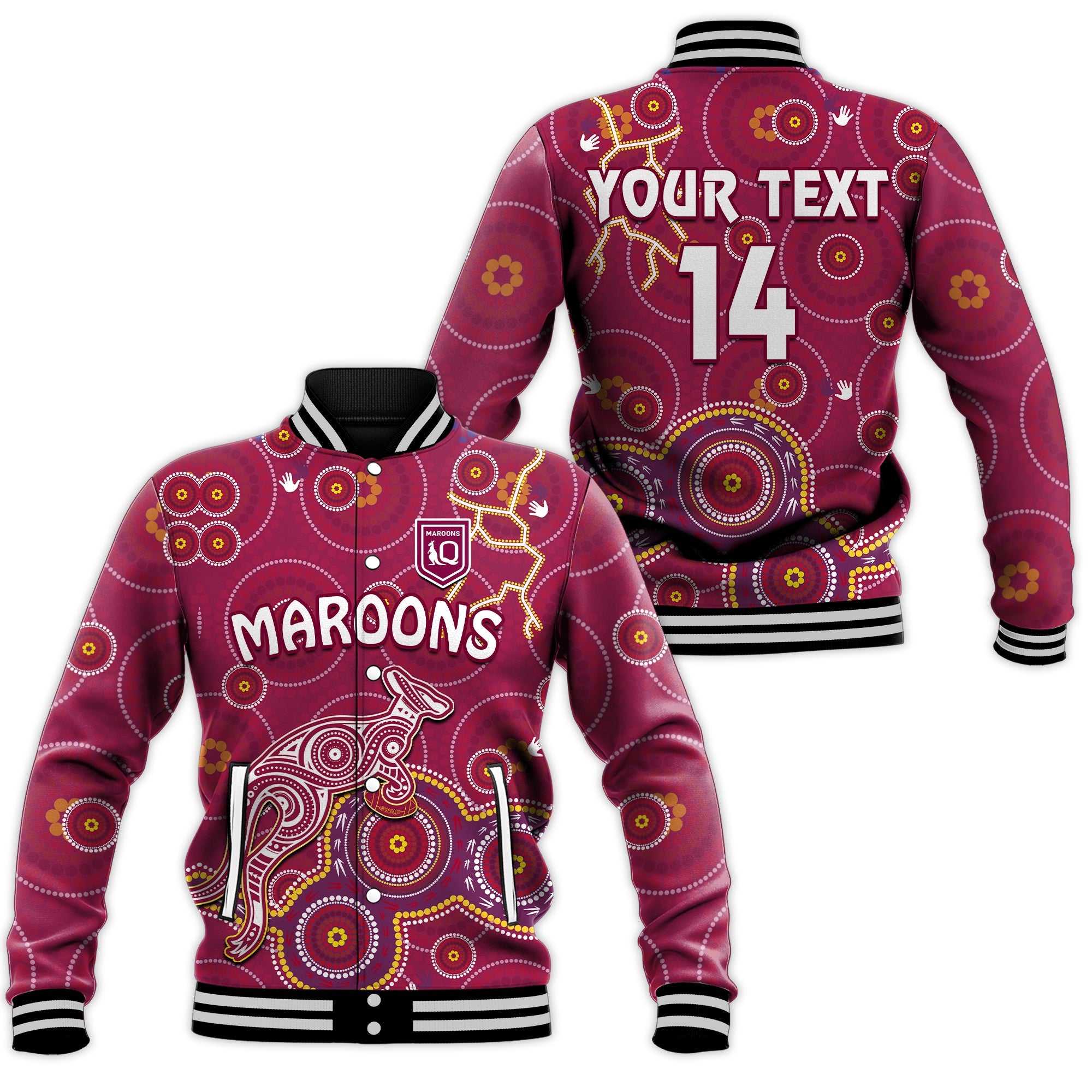 custom-text-and-number-maroons-rugby-baseball-jacket-kangaroo-indigenous-pattern-unique-version