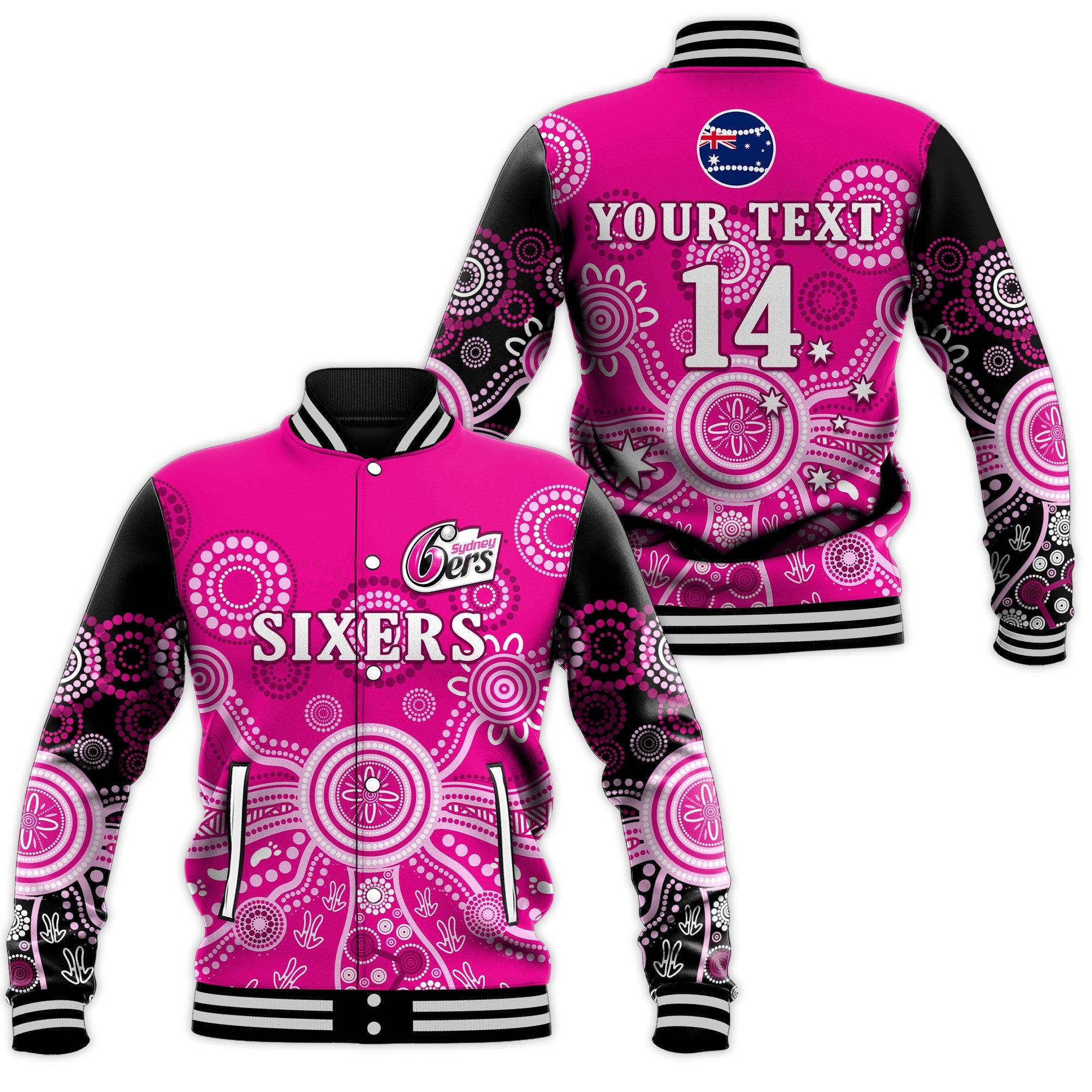 custom-text-and-number-sydney-sixers-baseball-jacket-cricket-indigenous-australian-art-ver01