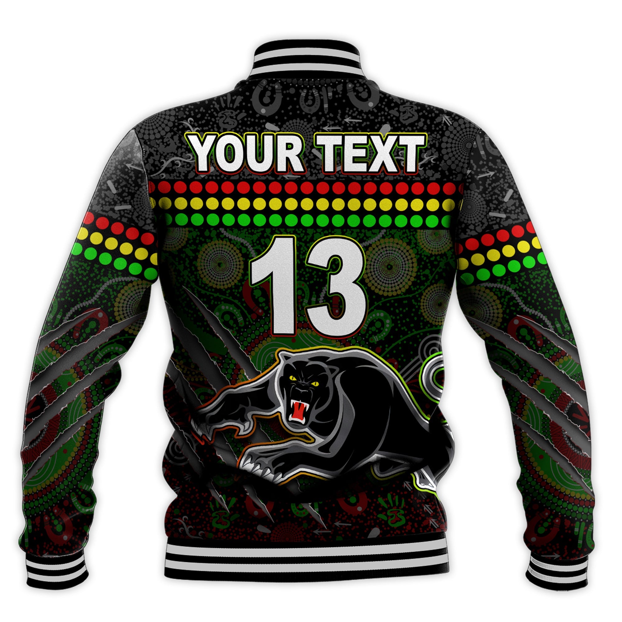 custom-text-and-number-panthers-baseball-jacket-premiers-2022-aboriginal