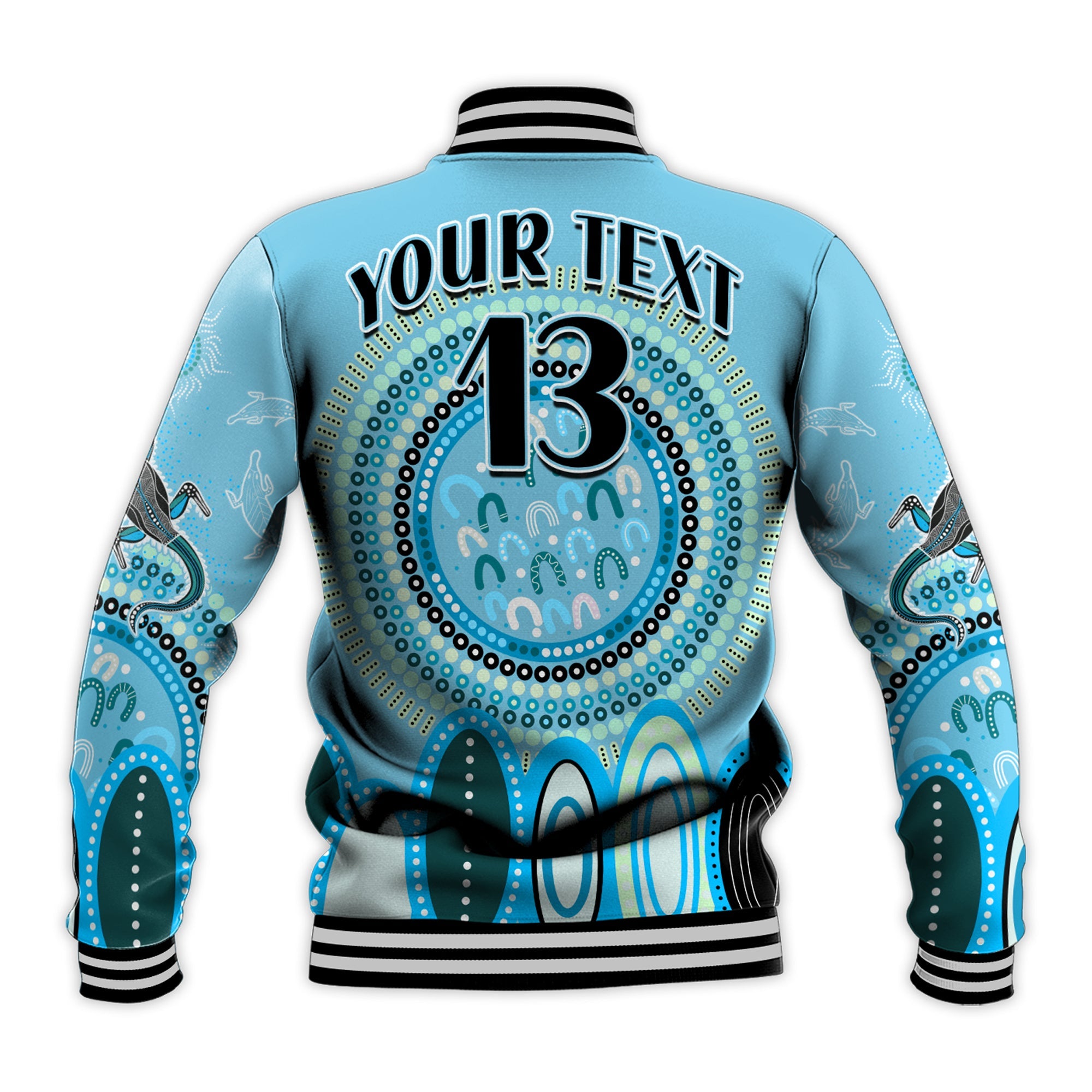 custom-text-and-number-aboriginal-stand-up-baseball-jacket-circle-dot-with-lizard-version-blue